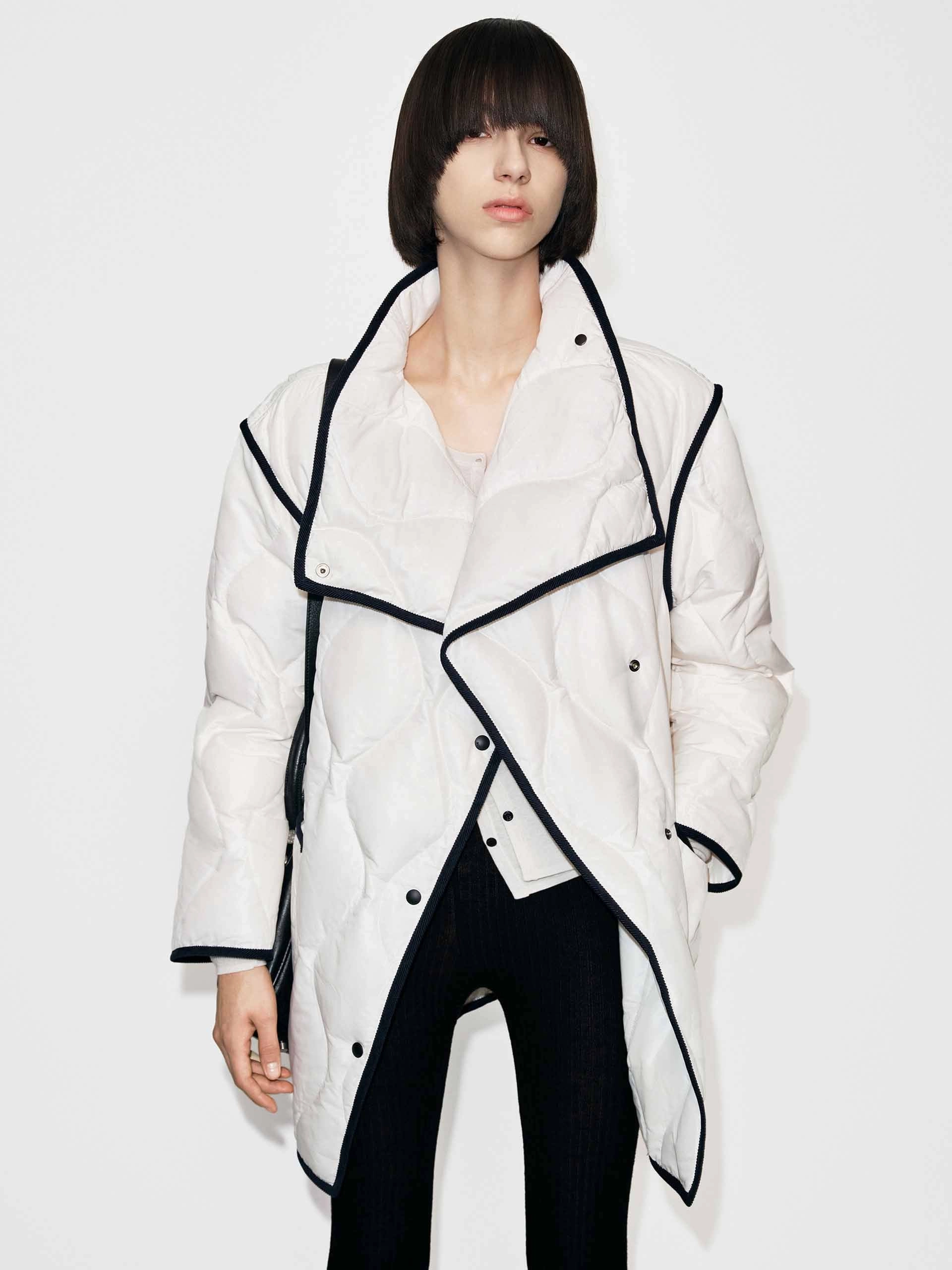 Anti Static Interior Soft Fleece Interior Contrast Trim Down Jacket