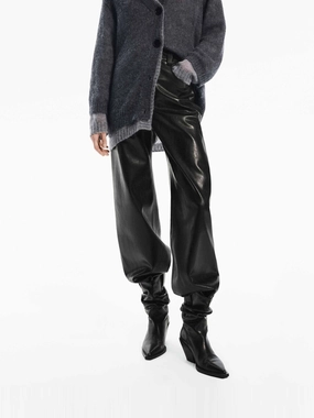 Stretchable PU Leather Tapered Pants