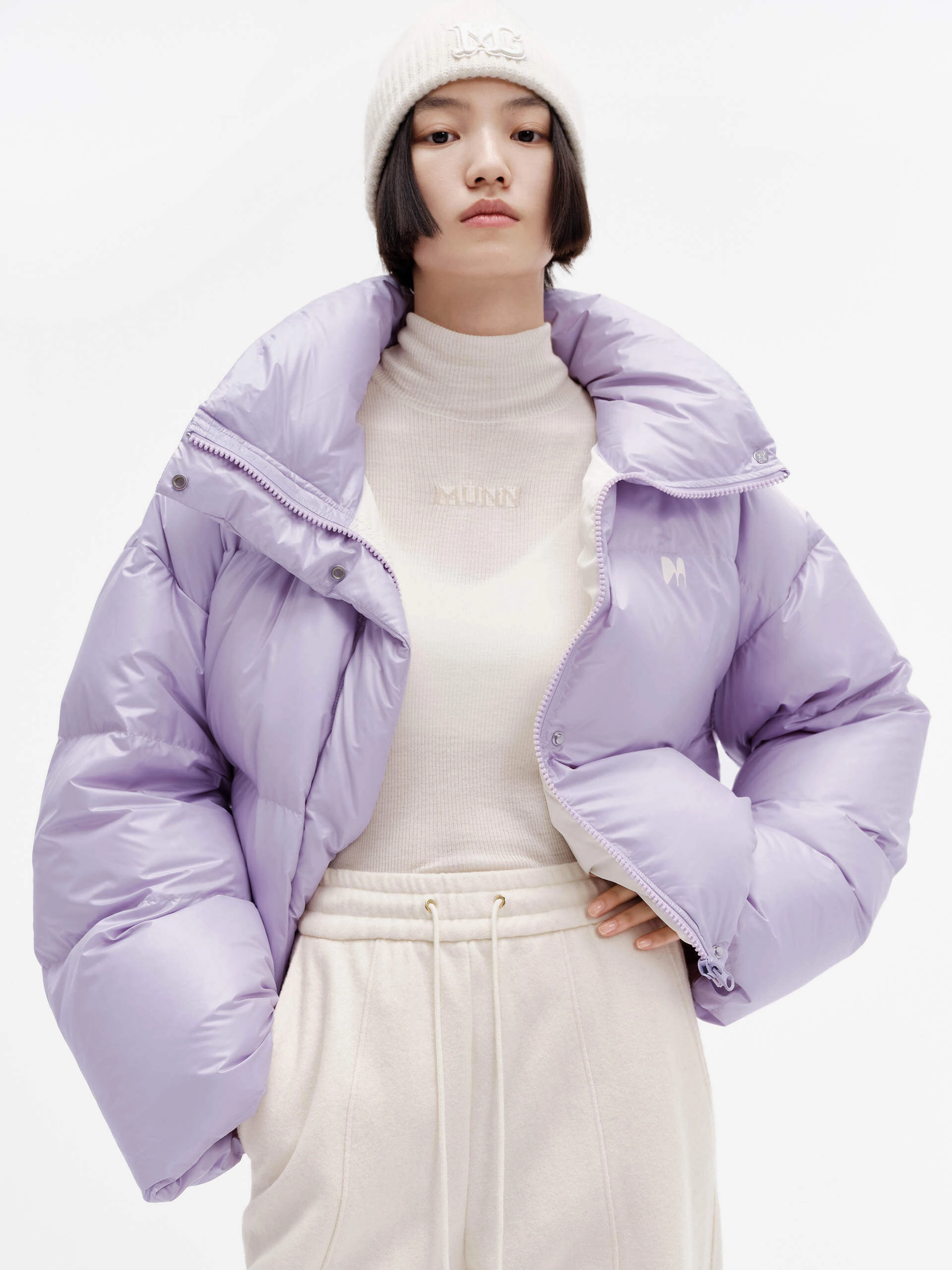Puff Padded Cropped Jacket Detachable Hood