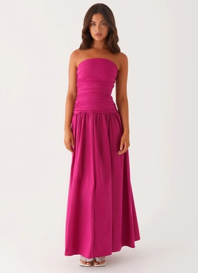 Airy Feel Carmel Maxi Dress - Fuchsia