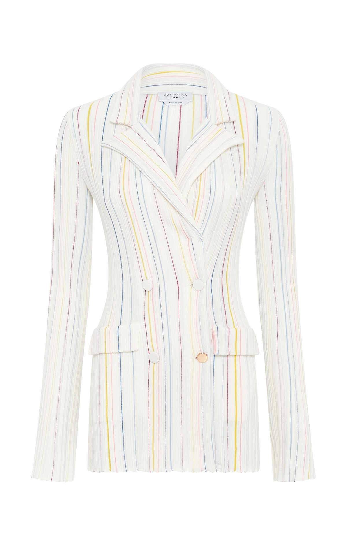 Ceres Pinstripe Knit Jacket in Ivory Multi Merino Wool Garment Dyed Fresh Layer