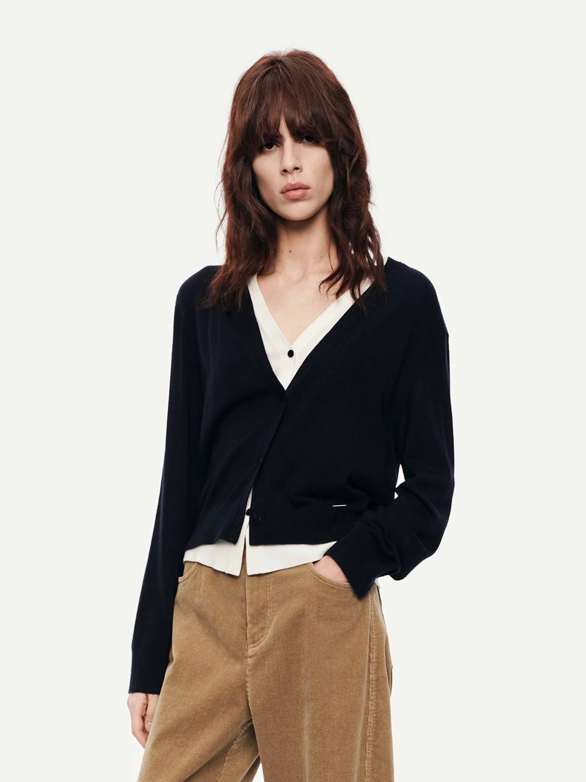 Organic Cotton Thermoregulating Technology Pure Wool Layered Cardigan