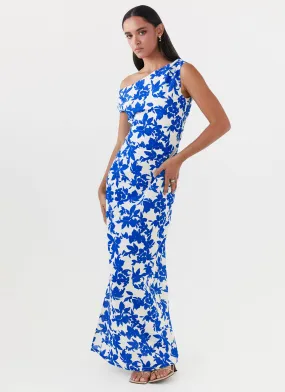 Pyper Off Shoulder Maxi Dress - Blue Floral Beauty Zone Comfortable office piece