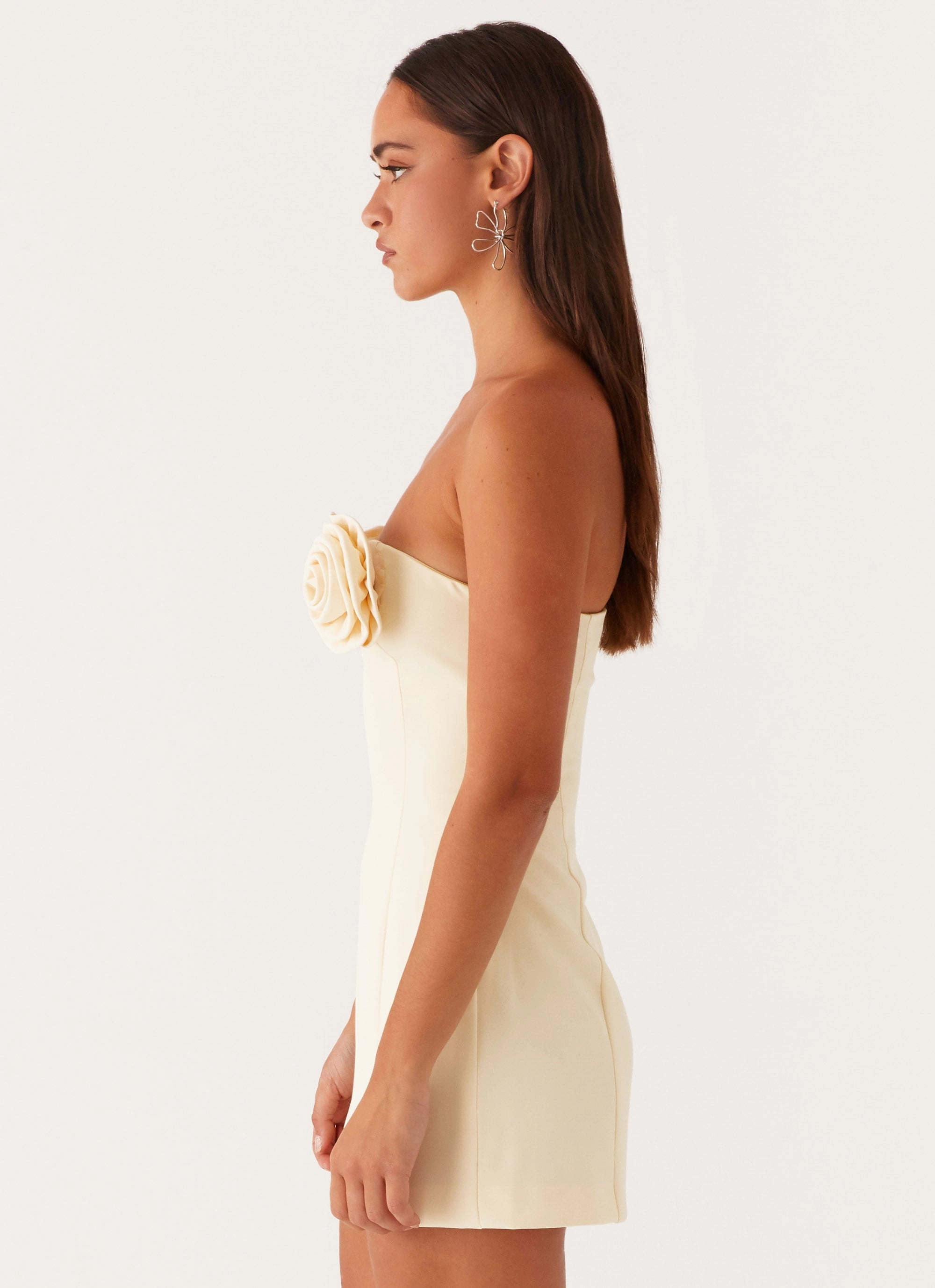 Patsie Strapless Mini Dress - Yellow Comfort Layer Dress for brunch