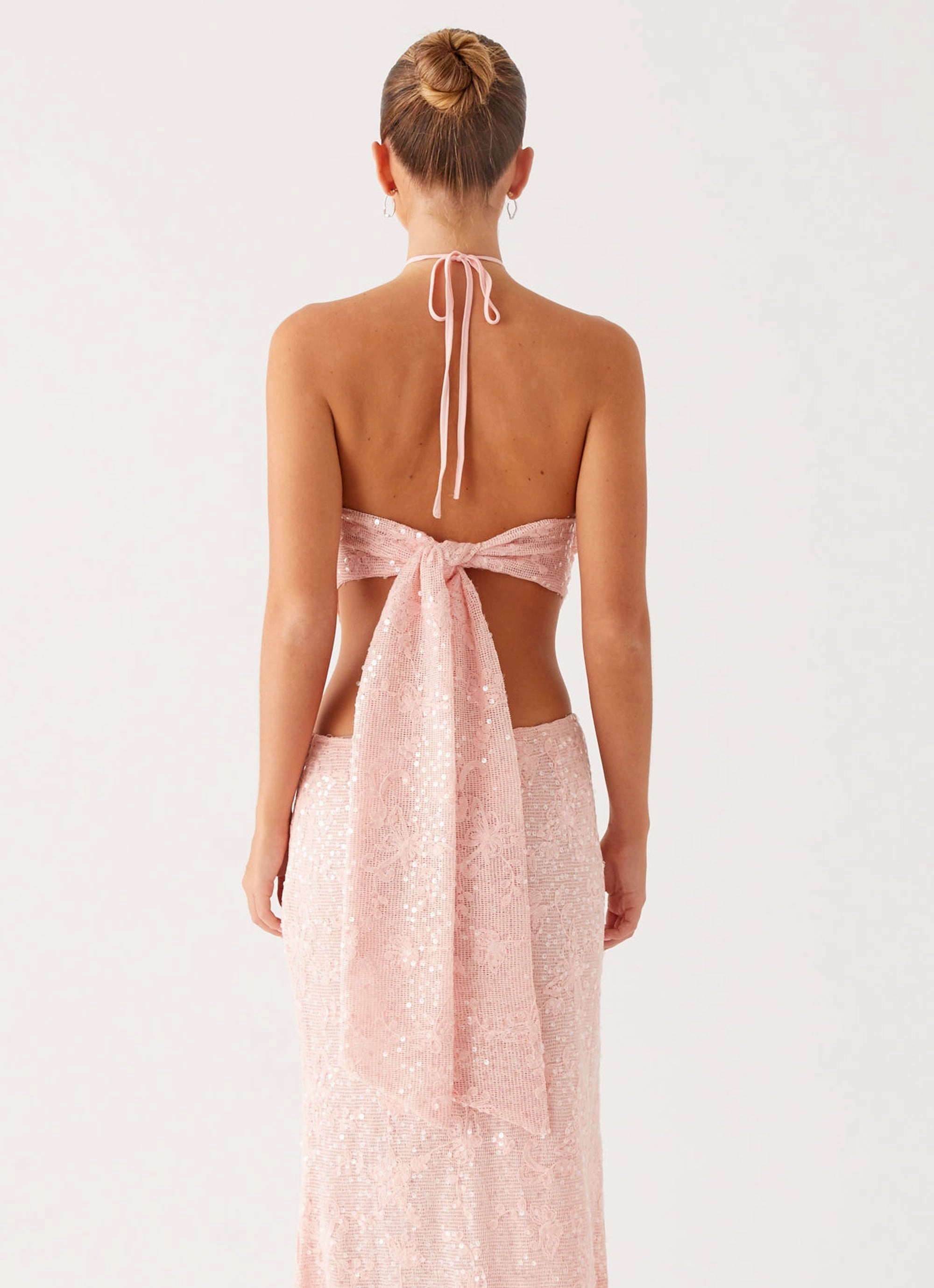 high - speed movement Queenie Sequin Halter Top - Pink