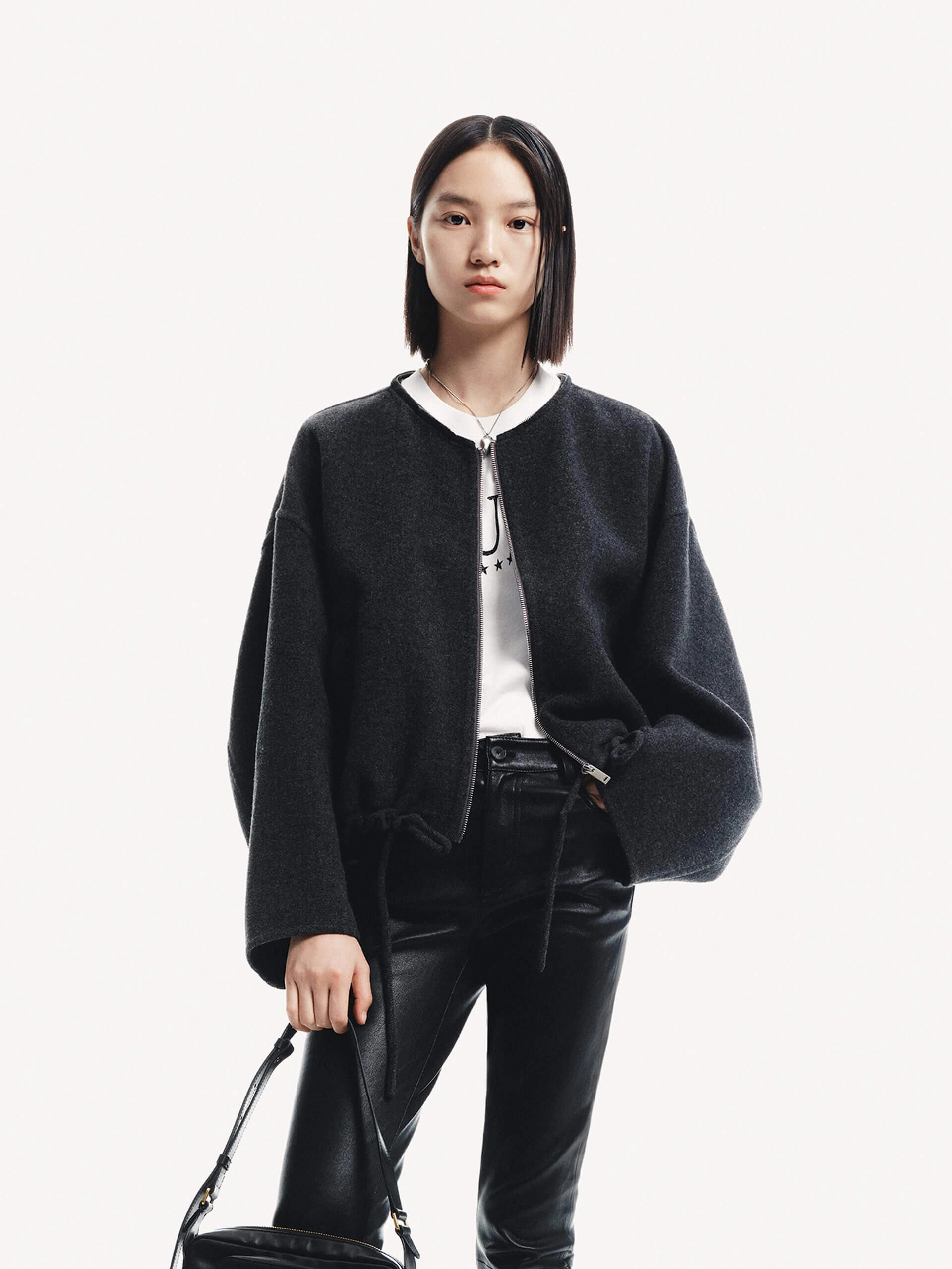 Reflective Safety Trim Full Zip Closure Contrast Detail Quilted Coat