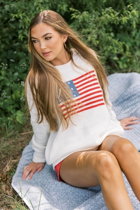 Flexible Movement Lightweight insulation American Honey Sweater in White