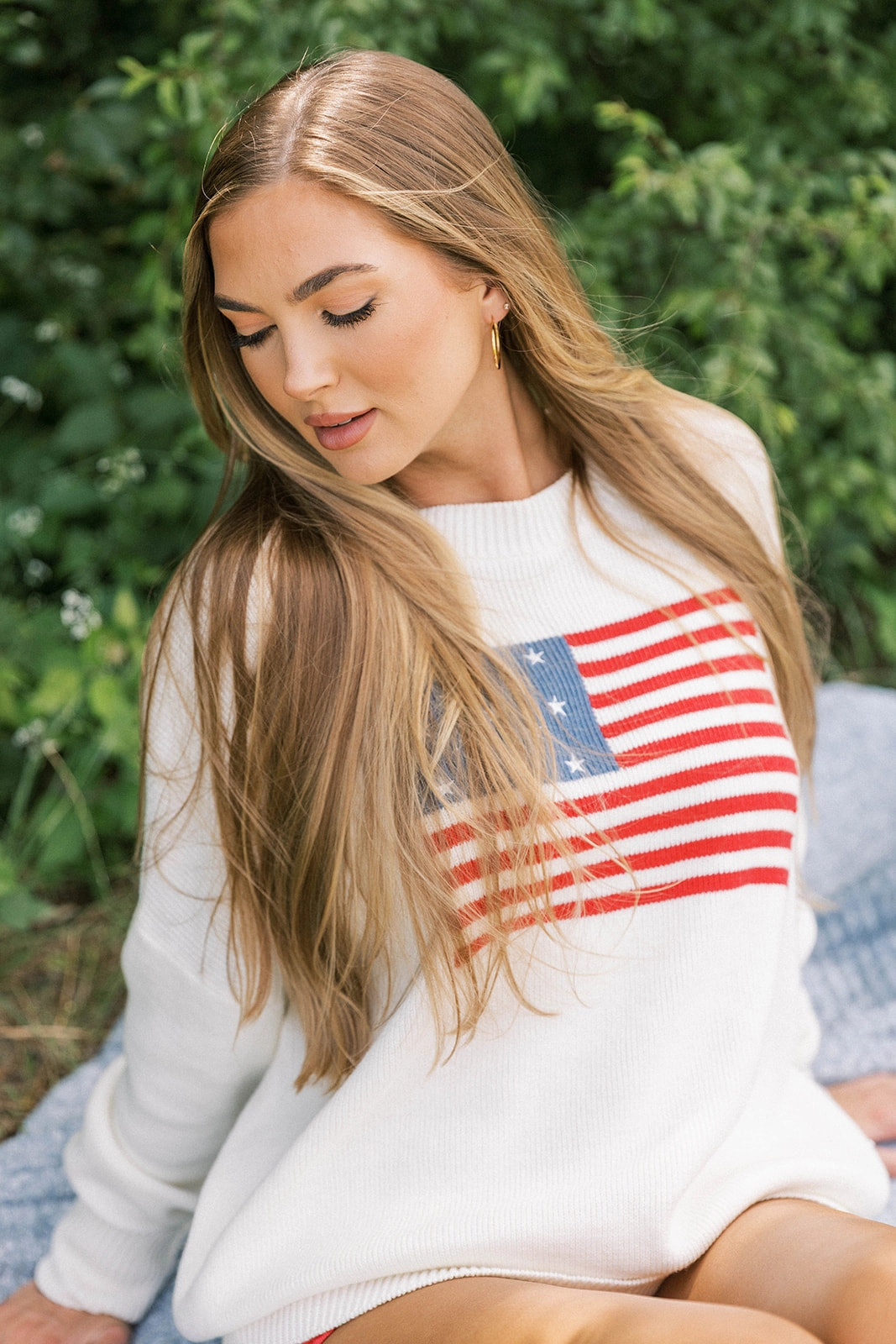 Soft Layer American Honey Sweater in White