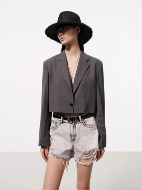 Cropped Wool Blend Blazer Modern Layers