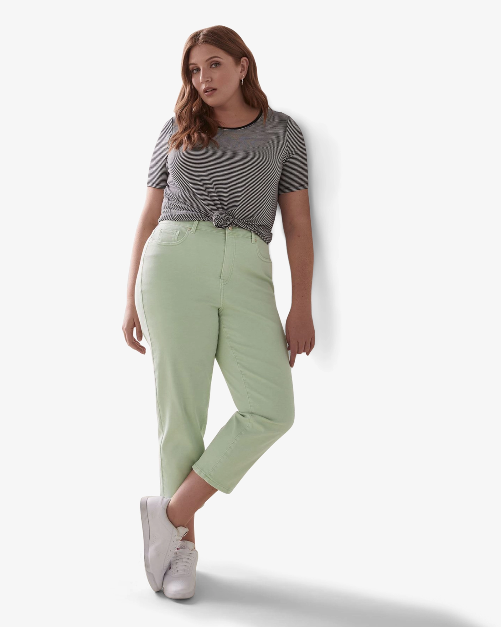 Non Restrictive Cut Home Comfort Party Look Modern Minimalist Jessie Cropped Jeans | Mint