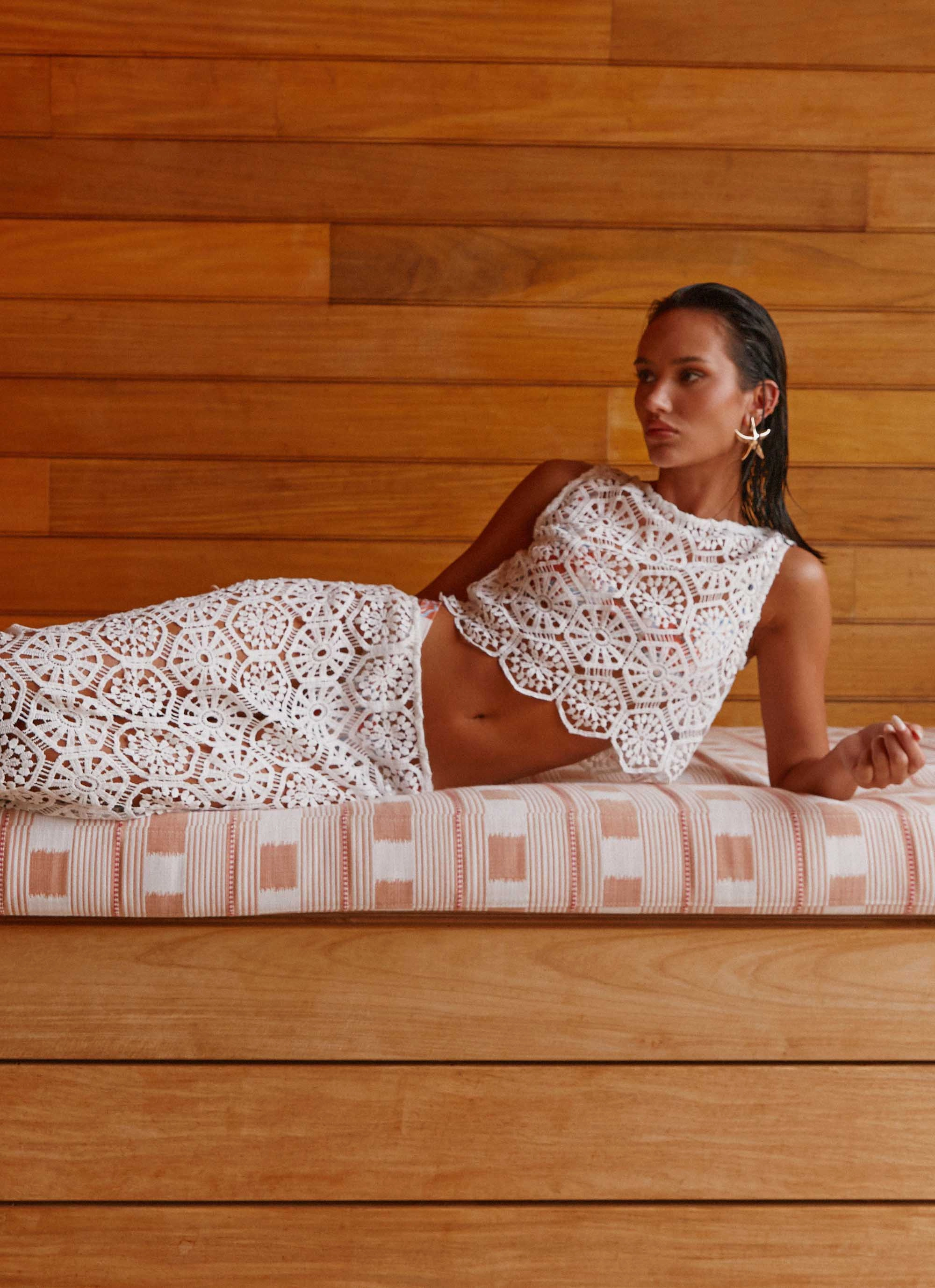 Chic Active Mika Crochet Top - White