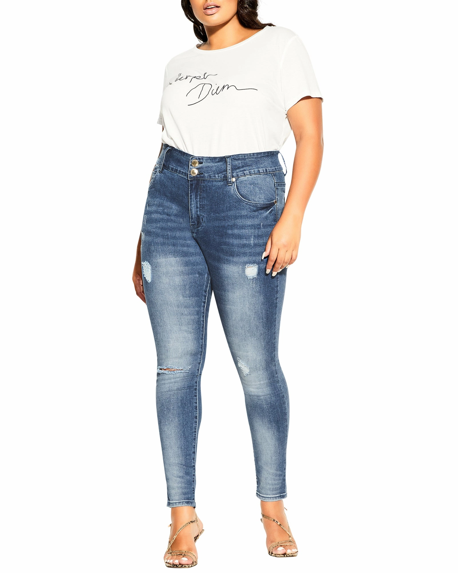 Asha Sweetheart Jean | Medium Wash Luxury Textured Athlete Fit