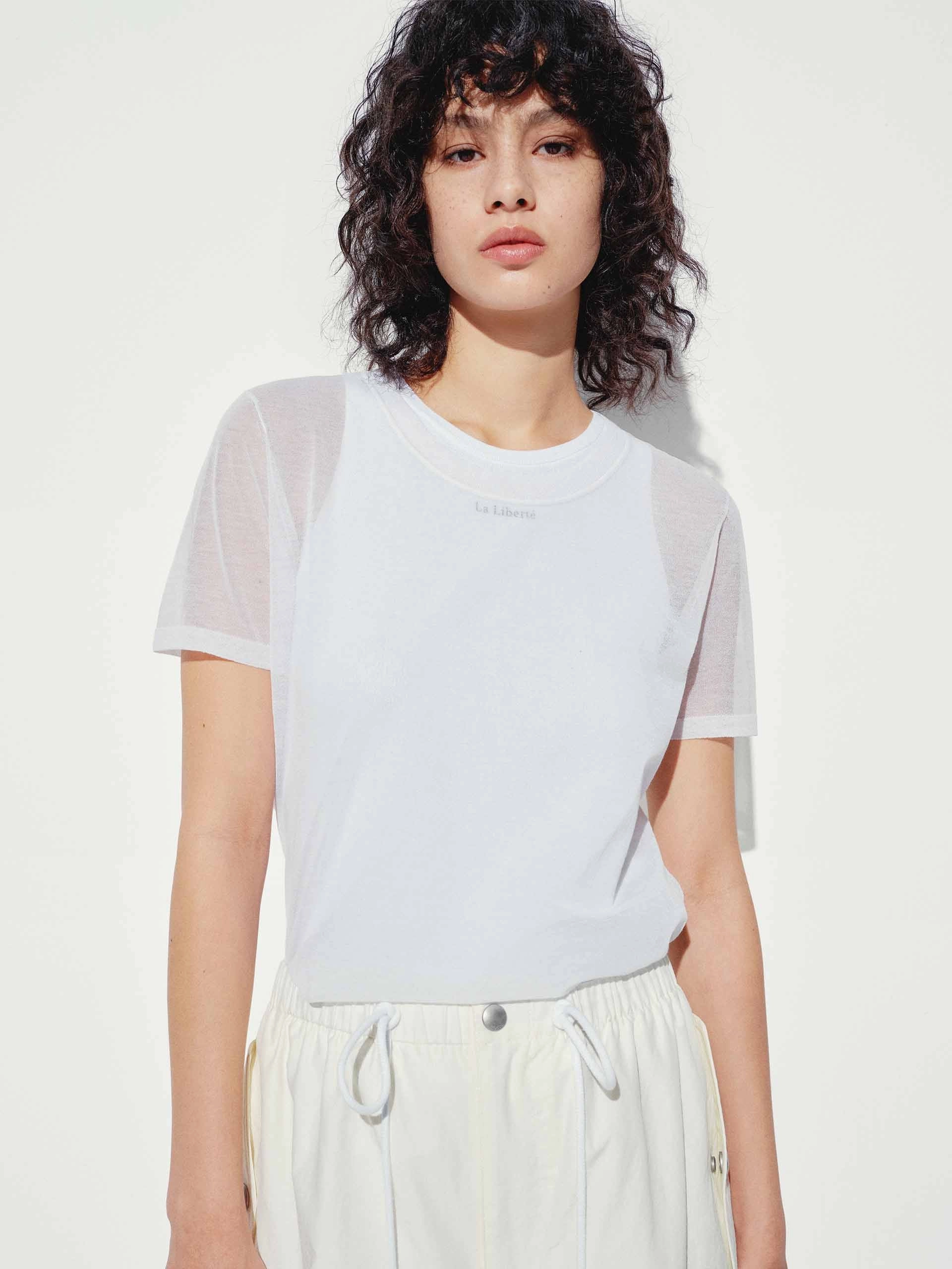 Lattice Pattern Stay Warm Two Piece Round Neck Top