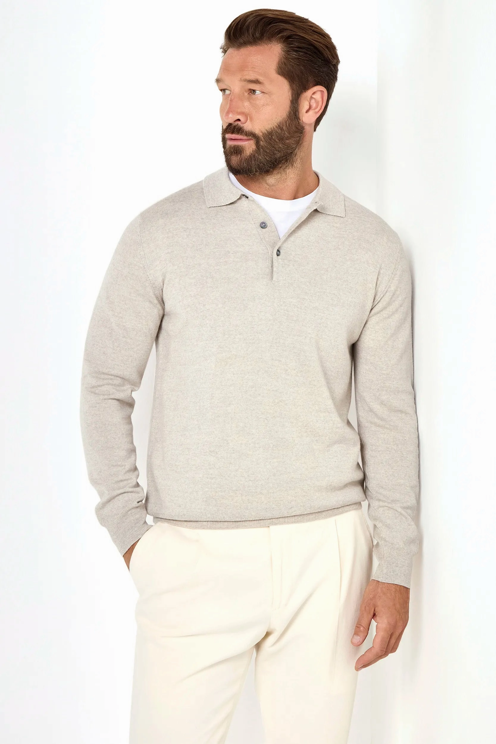 Simple Piece MultiPly Yarn Construction Greige merino polo ?C Made in Italy