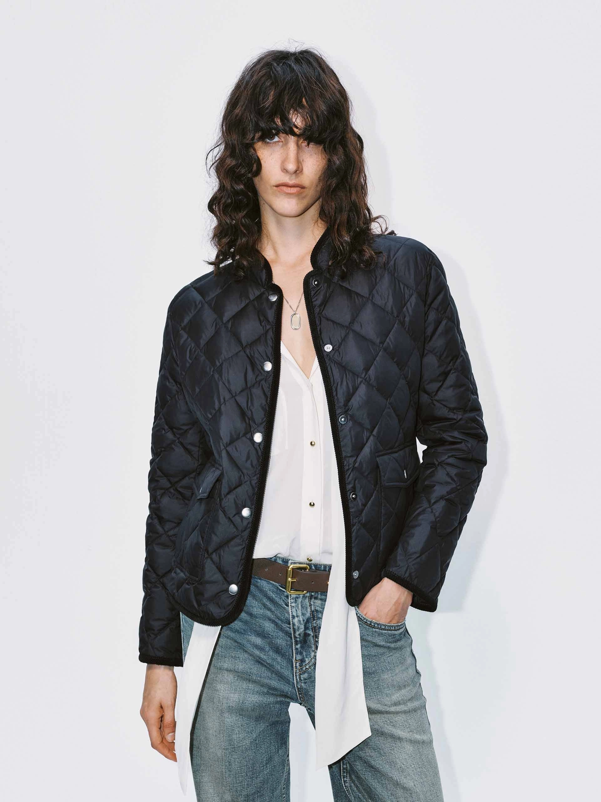 Reflective Safety Accents Quilted Mock Neck Down Jacket