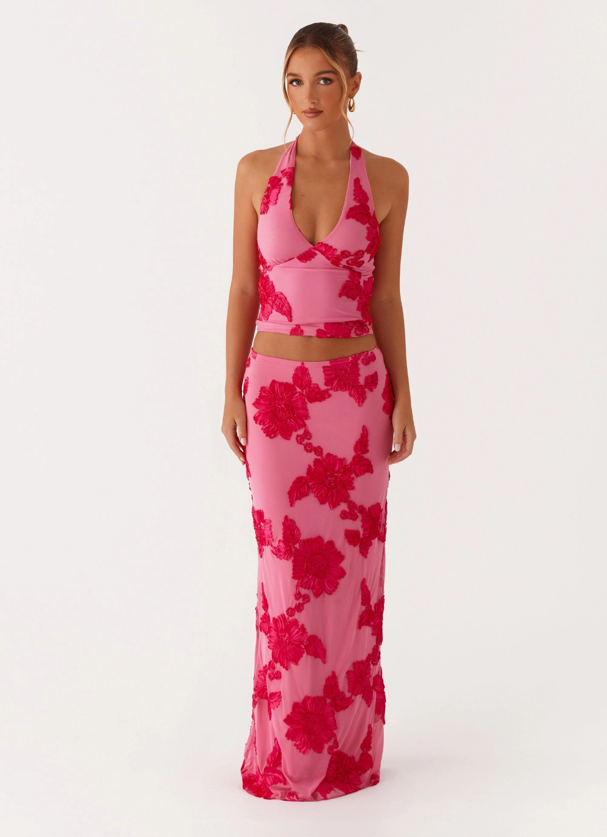 Exclusive Drop Radiate Maxi Skirt - Pink