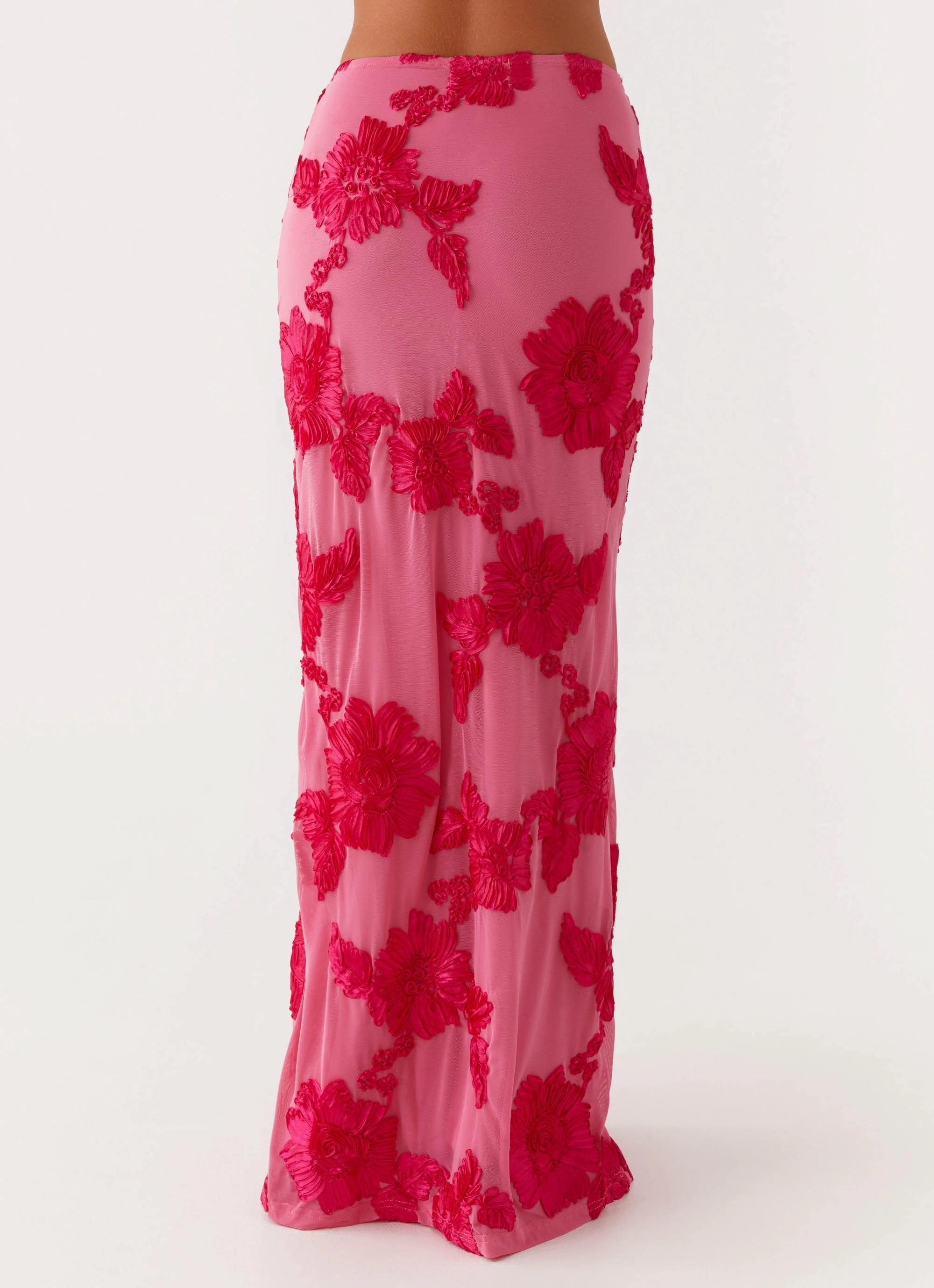Radiate Maxi Skirt - Pink raw hem