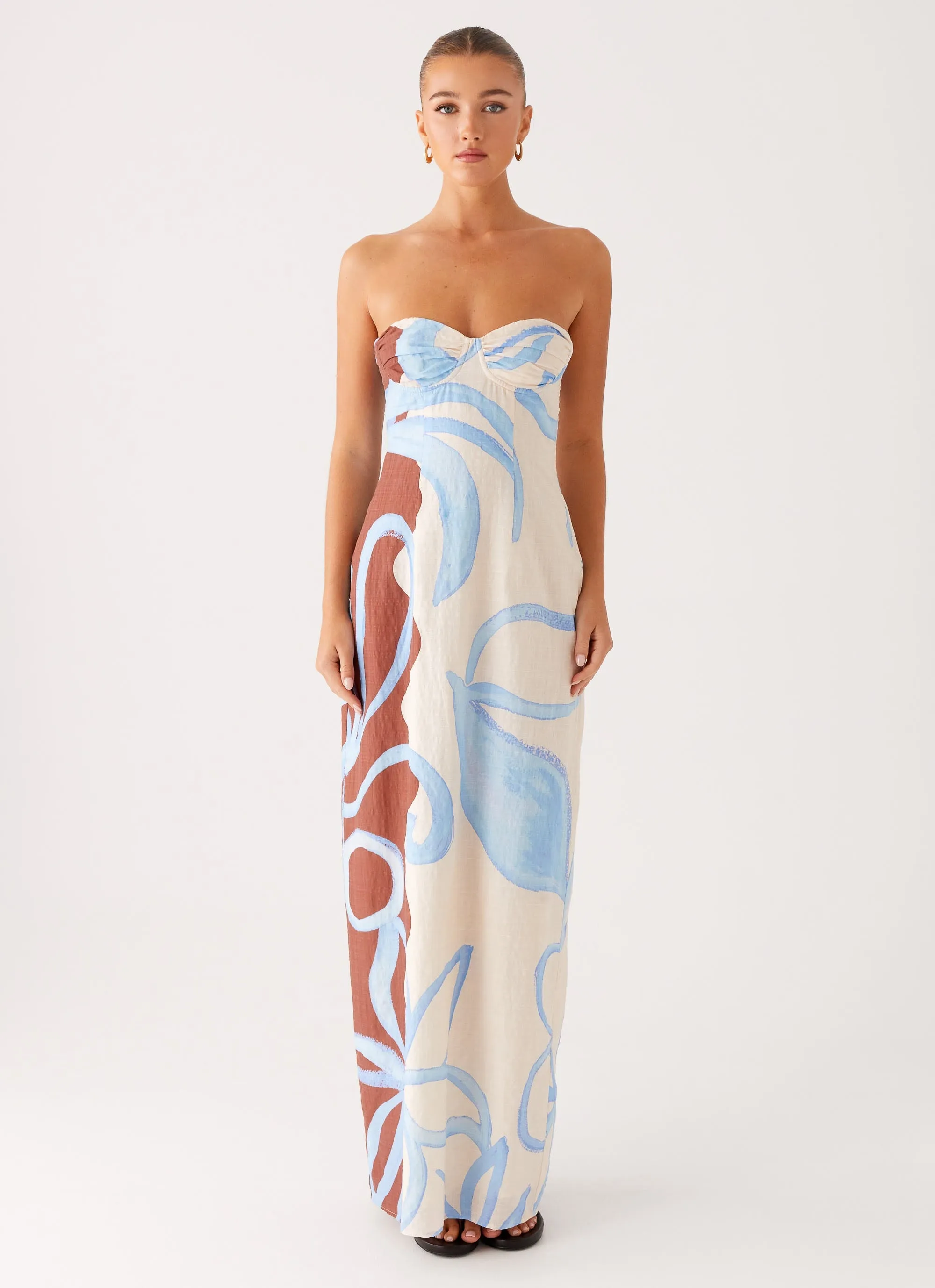EcoFriendlyDye Subtle Comfort Raiden Maxi Dress - Bloom Wave Print