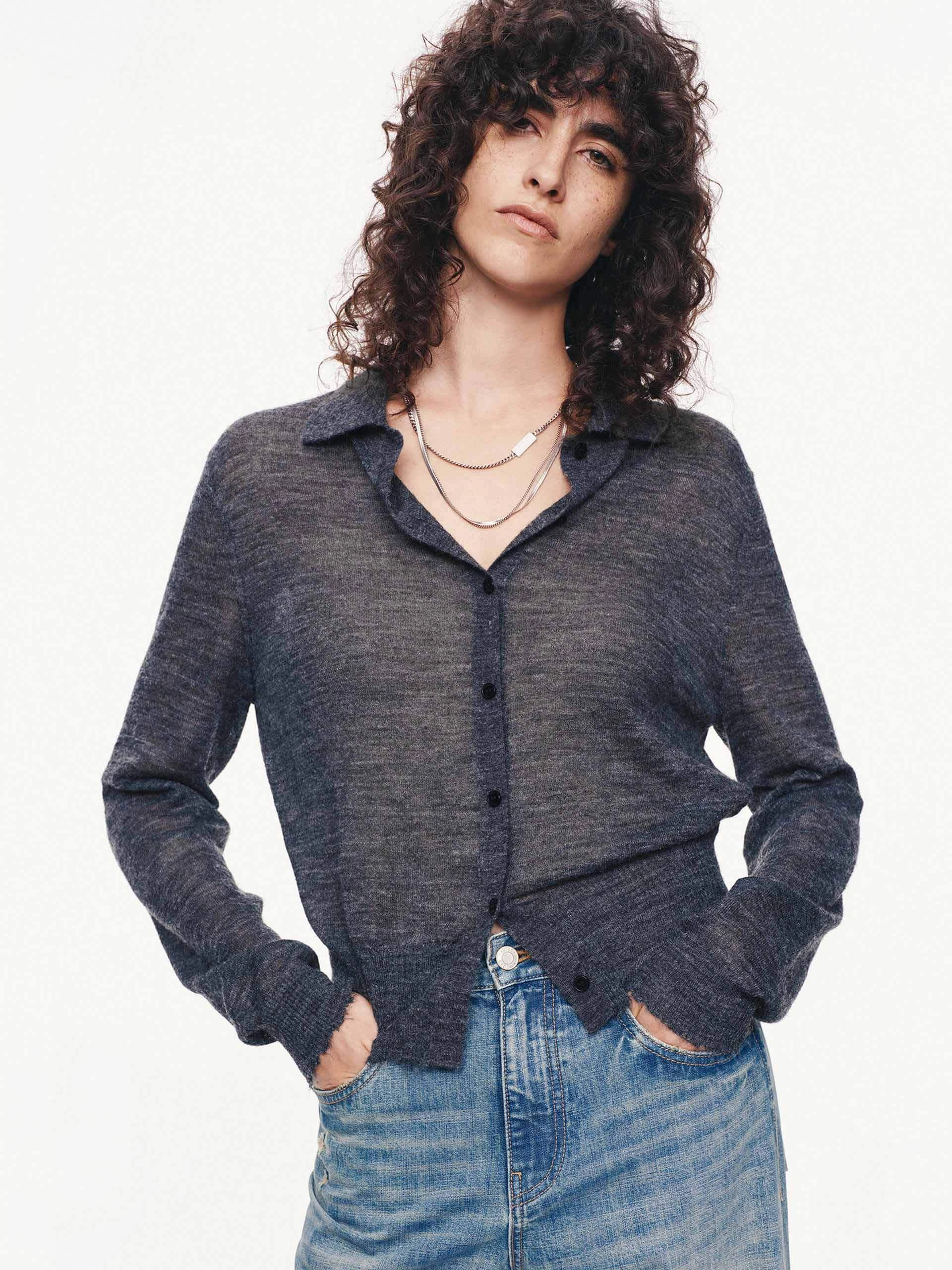 Raw Hem Knitted Cardigan Soft Layer