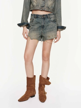 Active Ready Raw Hem Ripped Shorts