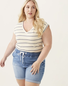 Neutral Base Active Ready Rayne Elastic Waist Denim Short | Medium Wash