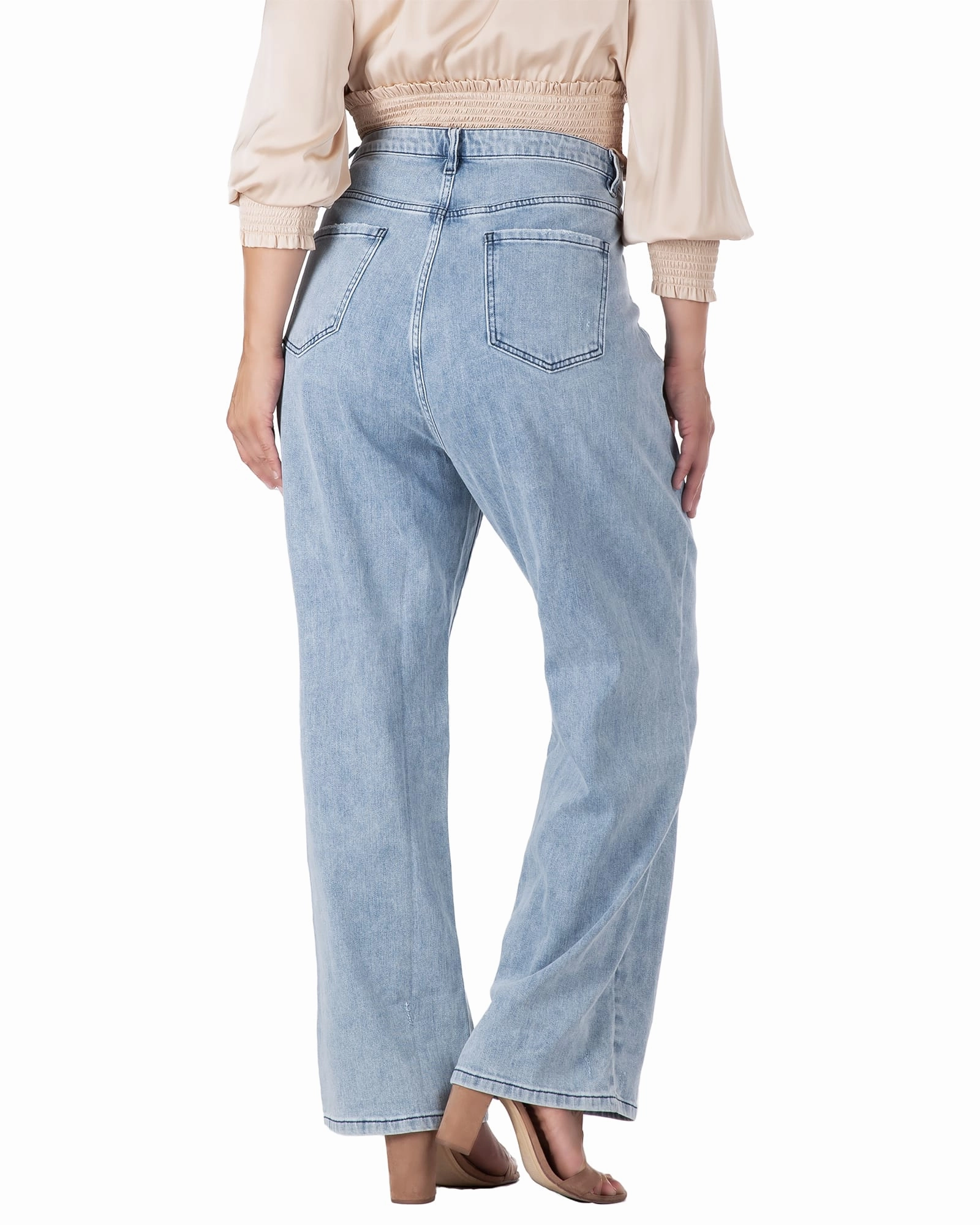 Women's Subtle Distressed Boyfriend Jeans | Stone Wash Blue Minimalist Style Family Style Comfy