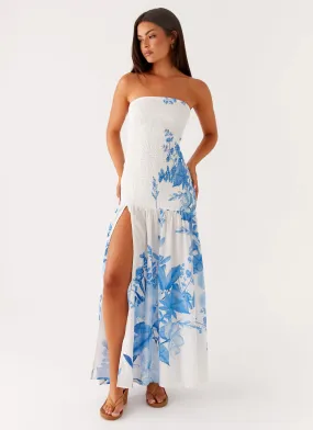 Polished Appearance Easy Tones Rebecca Maxi Dress - Blue Floral Print