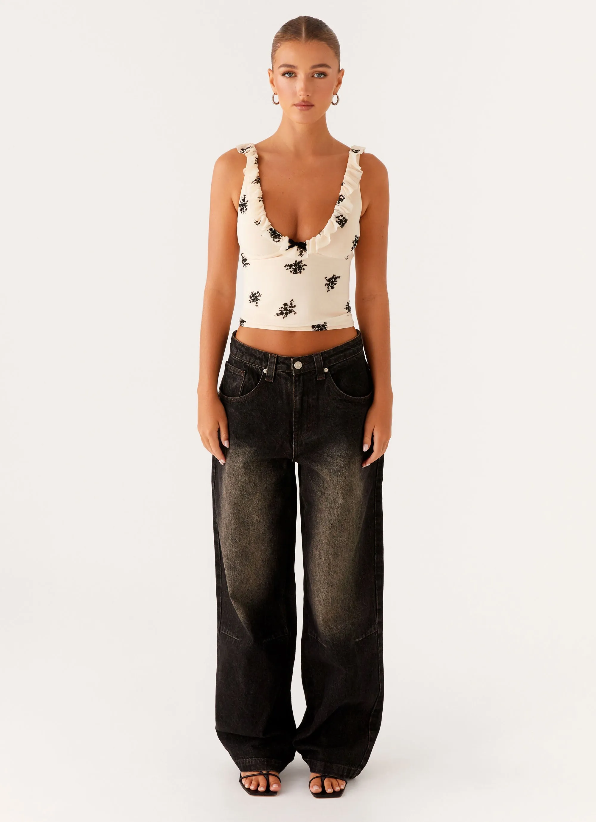 Lightweight Earthy Nature Lover Pera Baggy Denim Jeans - Brown Wash