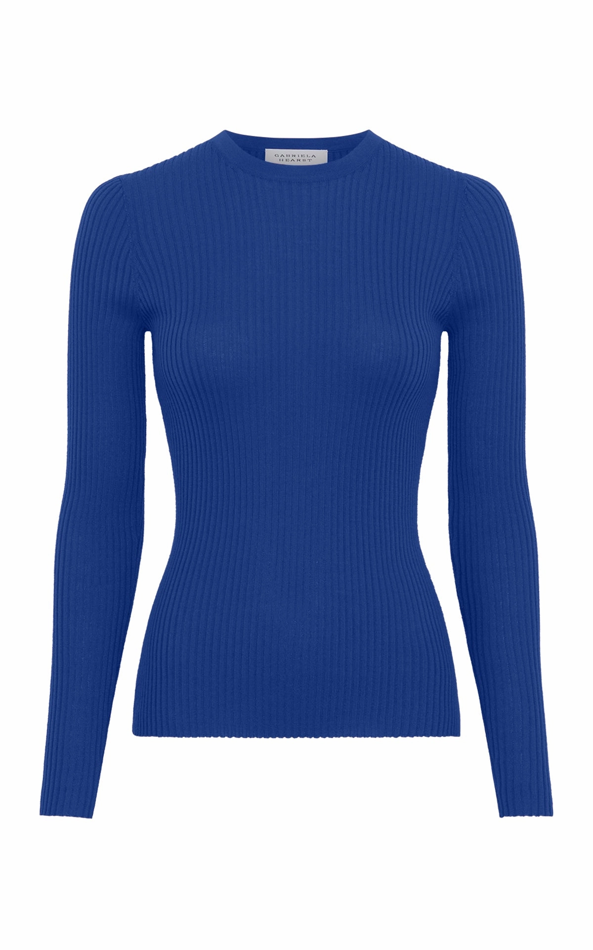 Rolled Cuffs Browning Knit Sweater in Cobalt Cashmere Silk
