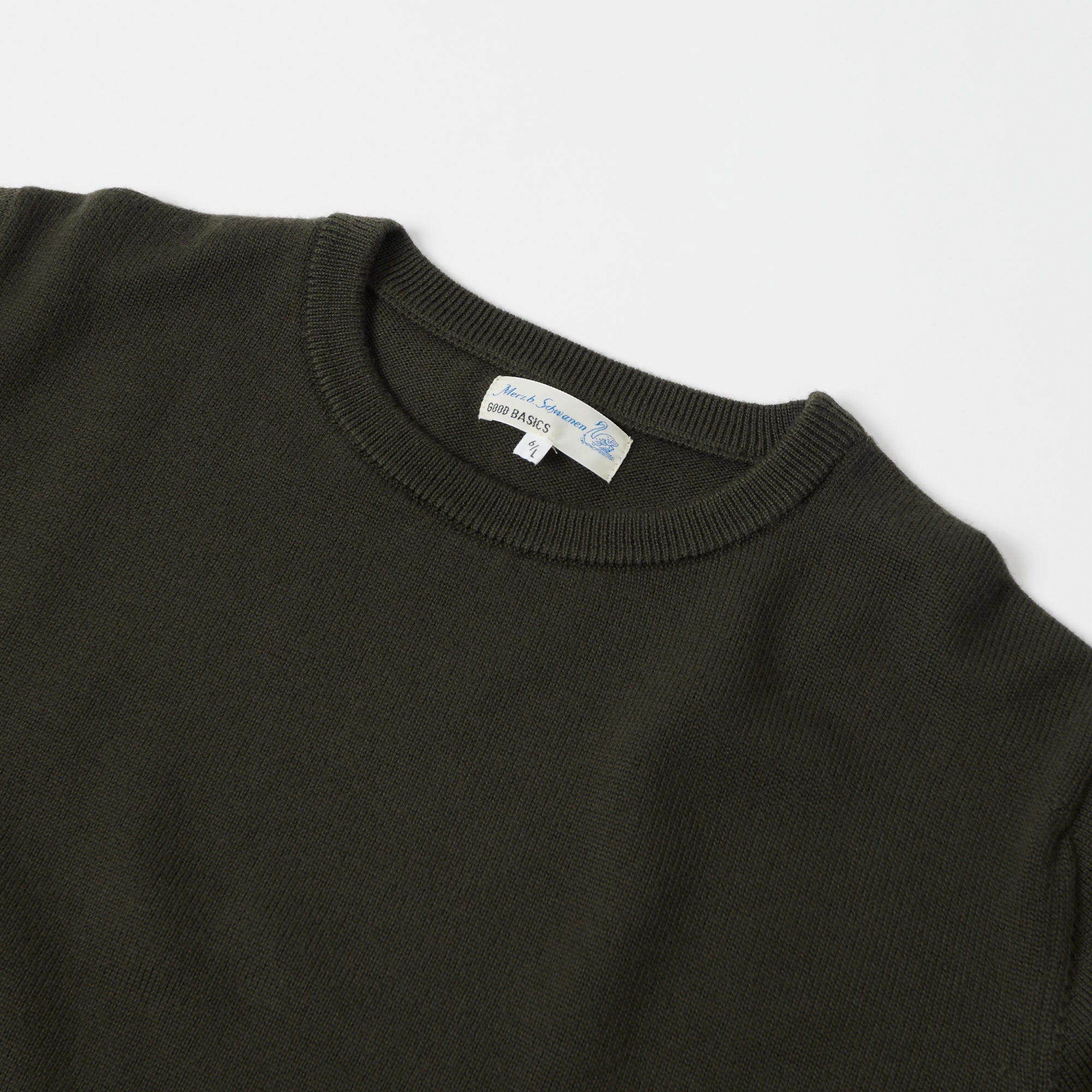 Flexible Rib Trimming Merz b. Schwanen 'Good Basics' Oversized Merino Pullover - Army