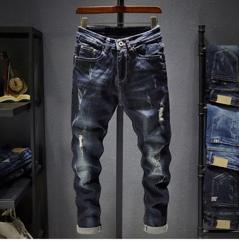 Bold Road Trip Breathable Lining West Louis? Frayed Trousers Punk Style Distressed Jeans