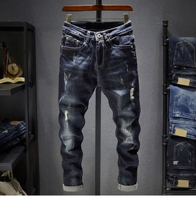 Urban Explorer Picnic Style Versatile Everyday Wear West Louis? Frayed Trousers Punk Style Distressed Jeans