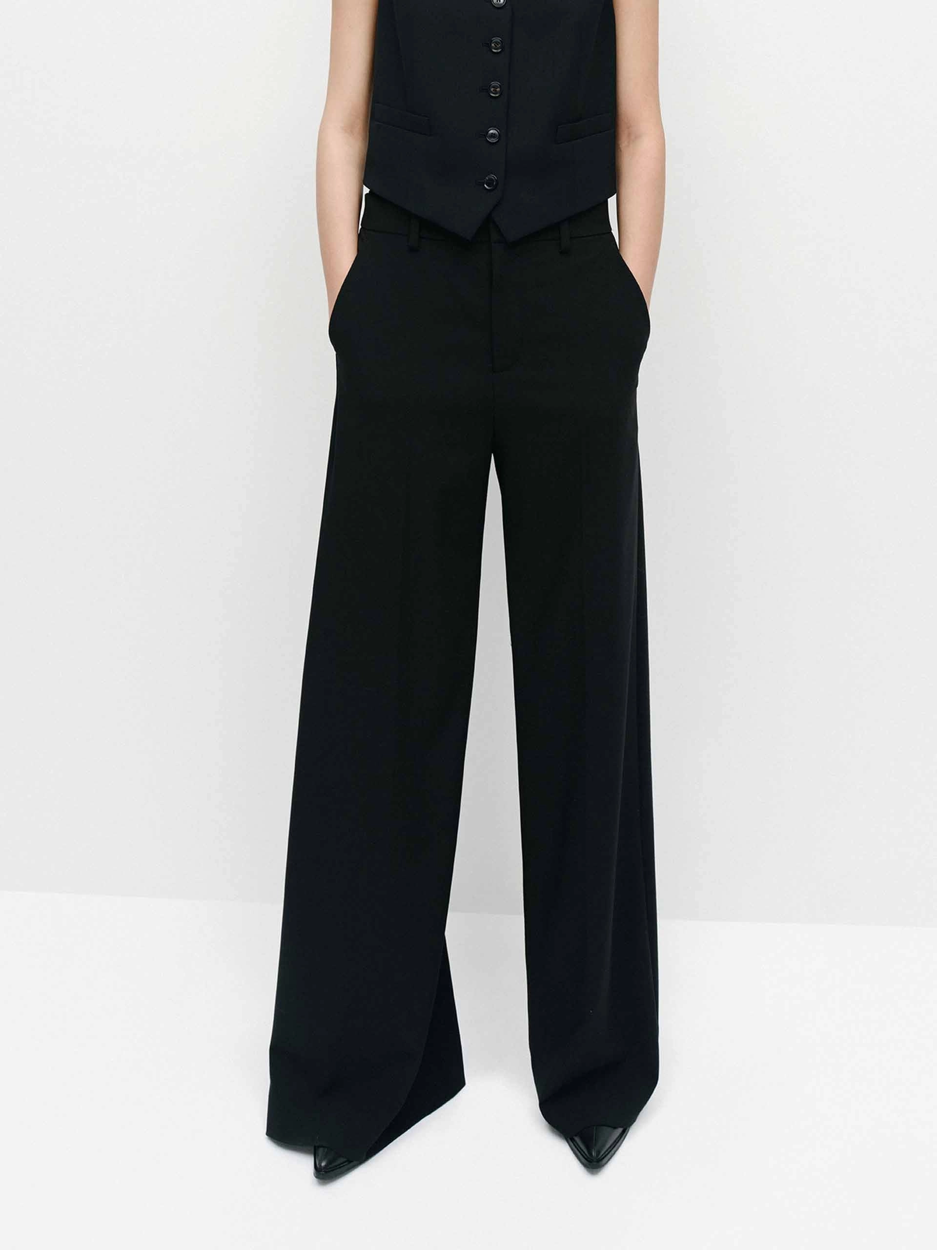 Relaxed Twill Wide Leg Pants SecureZipperClosures