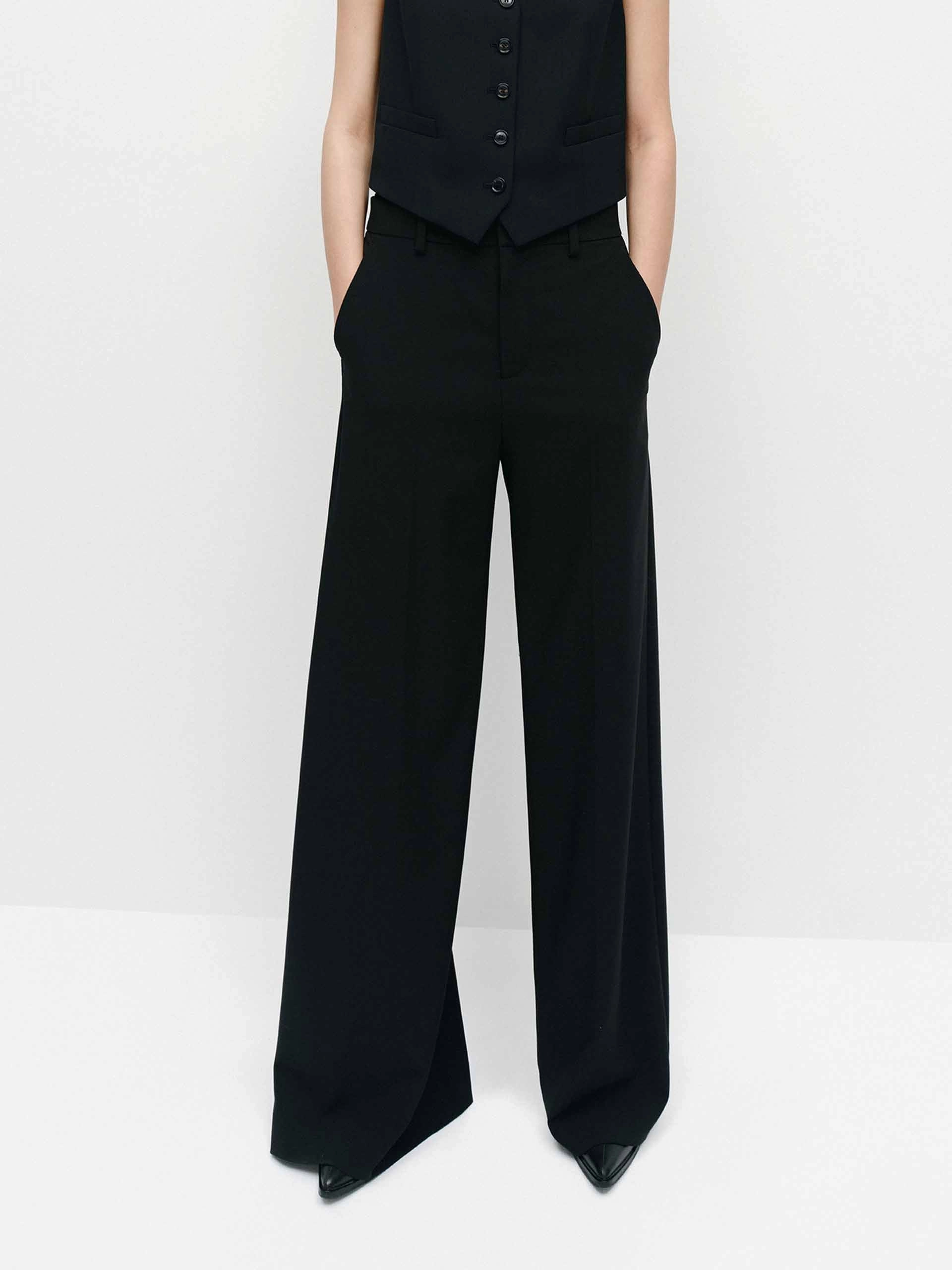 Basic Stretch OrganicCotton Relaxed Twill Wide Leg Pants