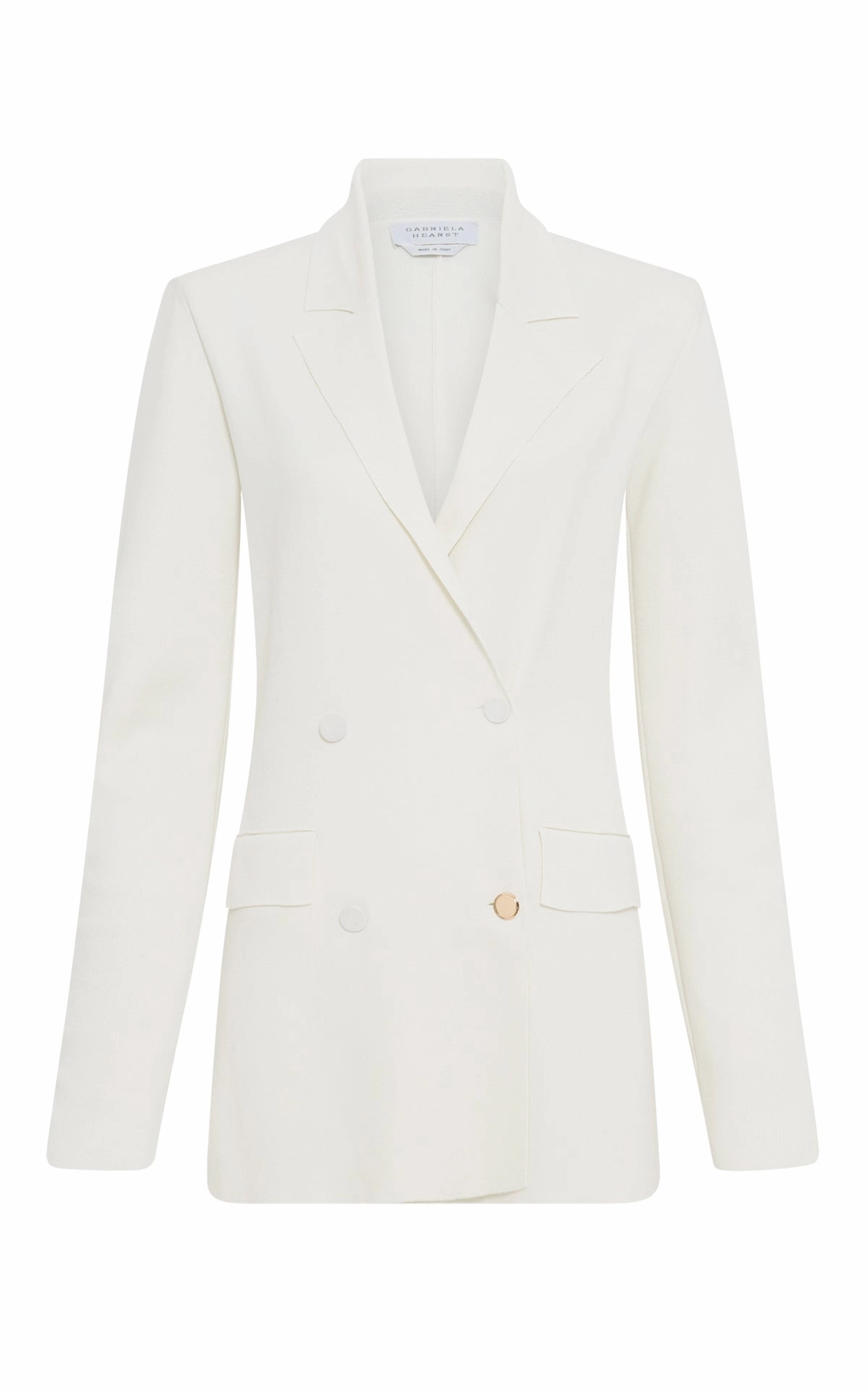 Aphaia Knit Jacket in Ivory Silk Quilted Interior Layer