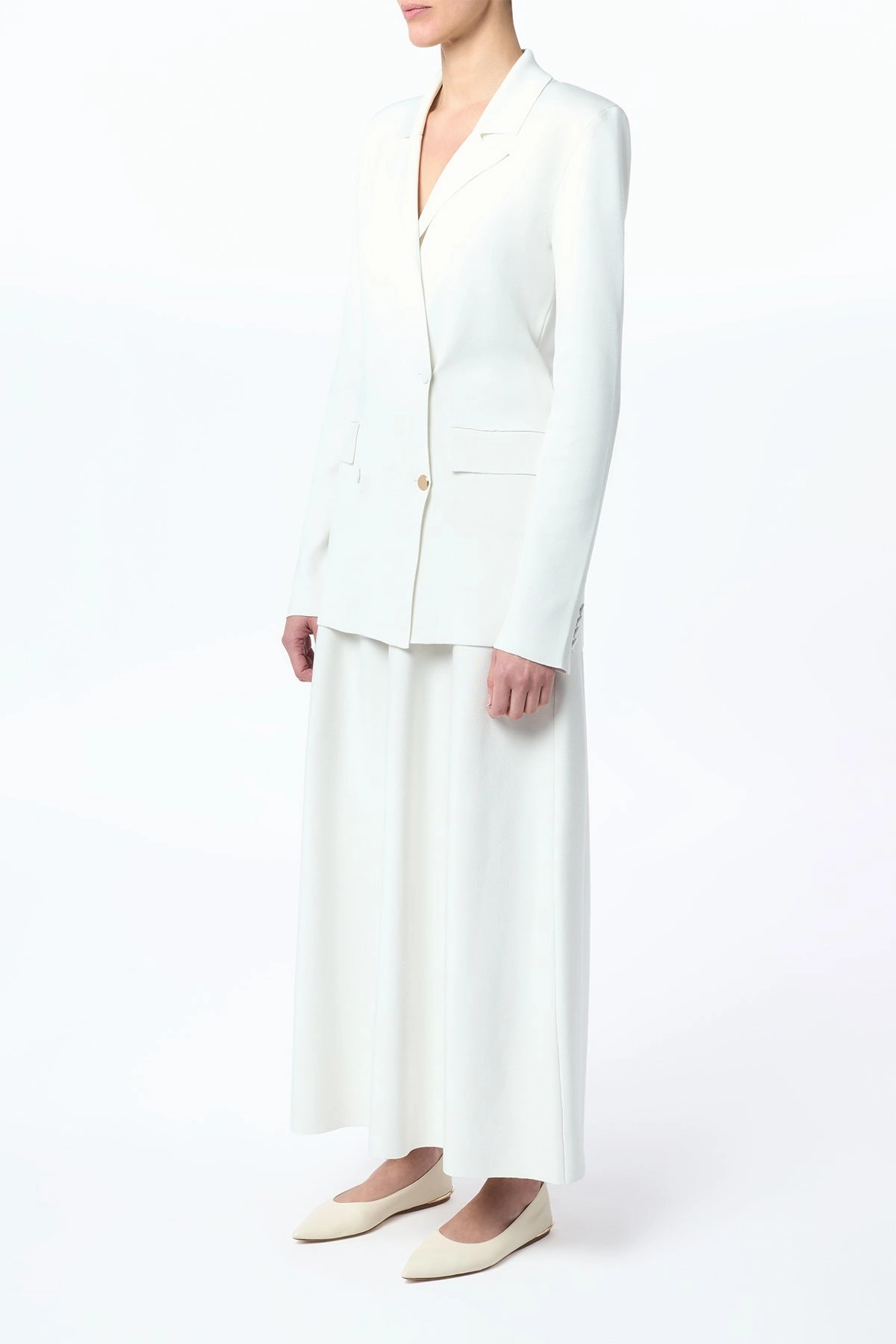 Abrasion Resistant Panels Recycled Material Construction Aphaia Knit Jacket in Ivory Silk