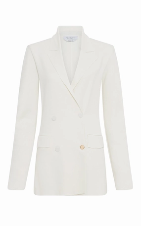 Aphaia Knit Jacket in Ivory Silk Quilted Interior Layer