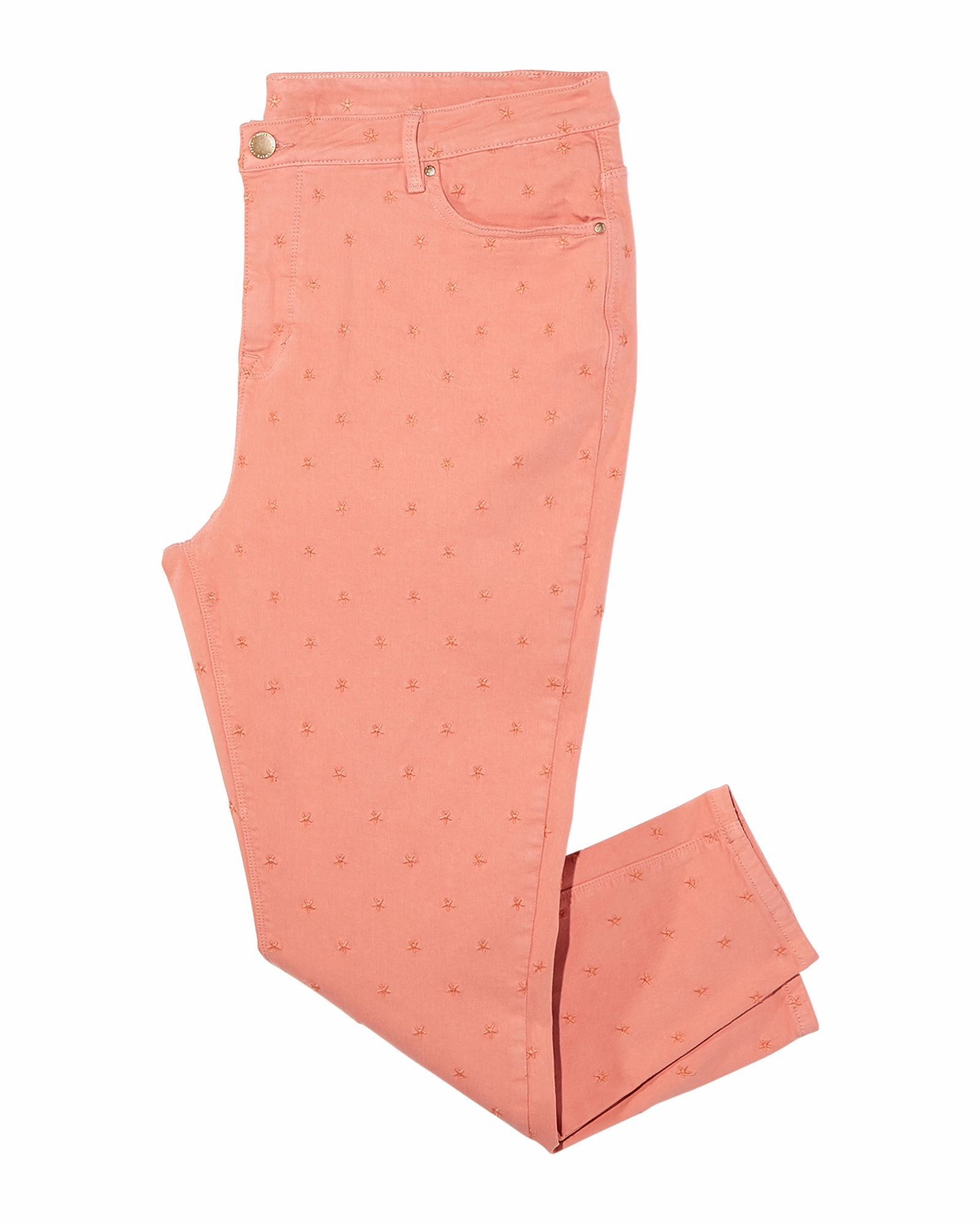 Applegate Skinny Ankle Crop with Embroidery | Pink Bartack Stitching Garment Dyed Technique