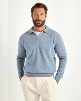 Chill Proof Core Style Dusty blue wool polo - Made in Italy