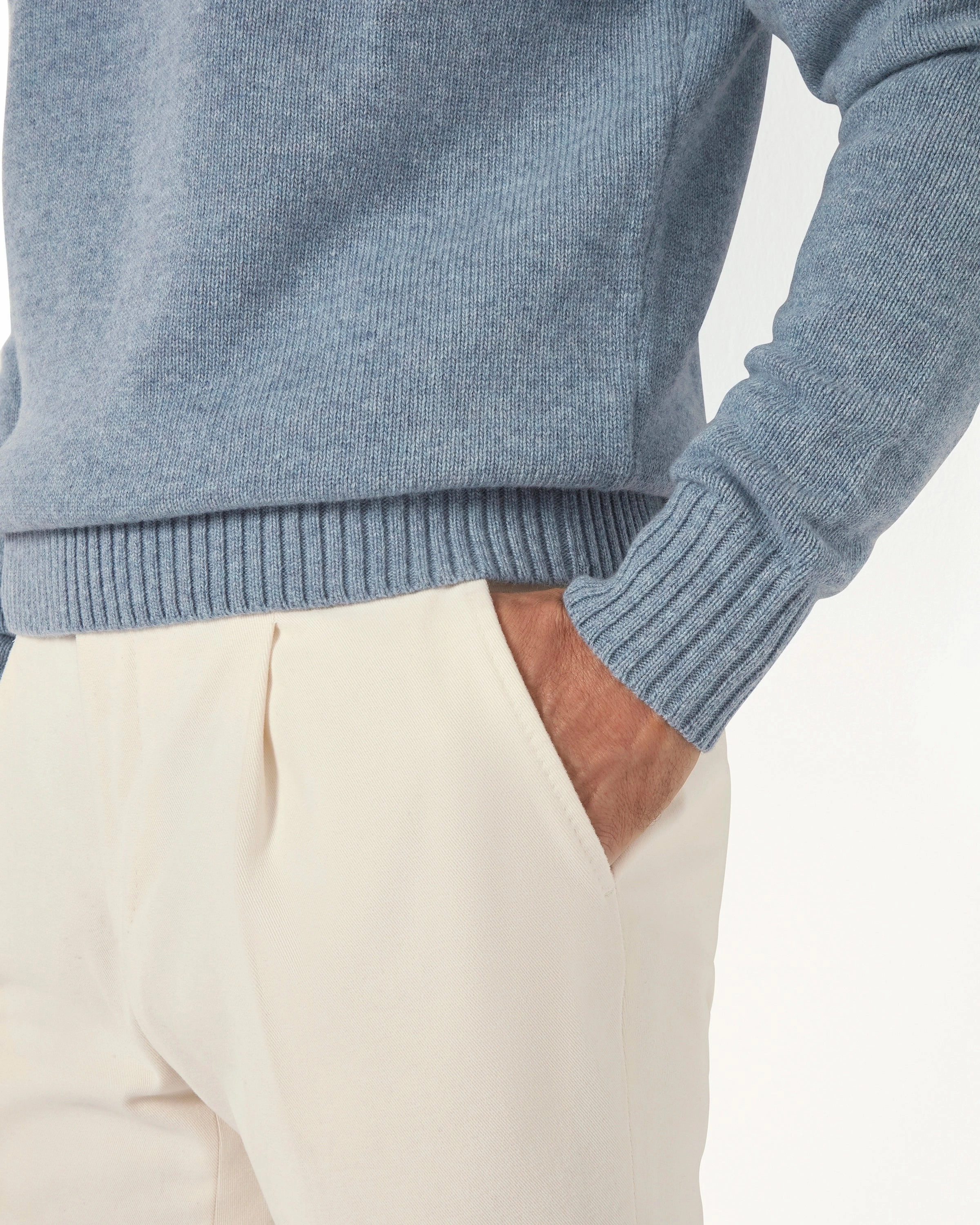 Essential Look Dusty blue wool polo - Made in Italy