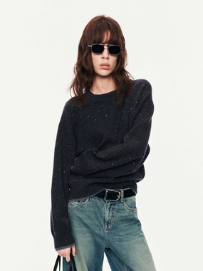 City Layer Go-To Look Rhinestone Wool Blend Sweater