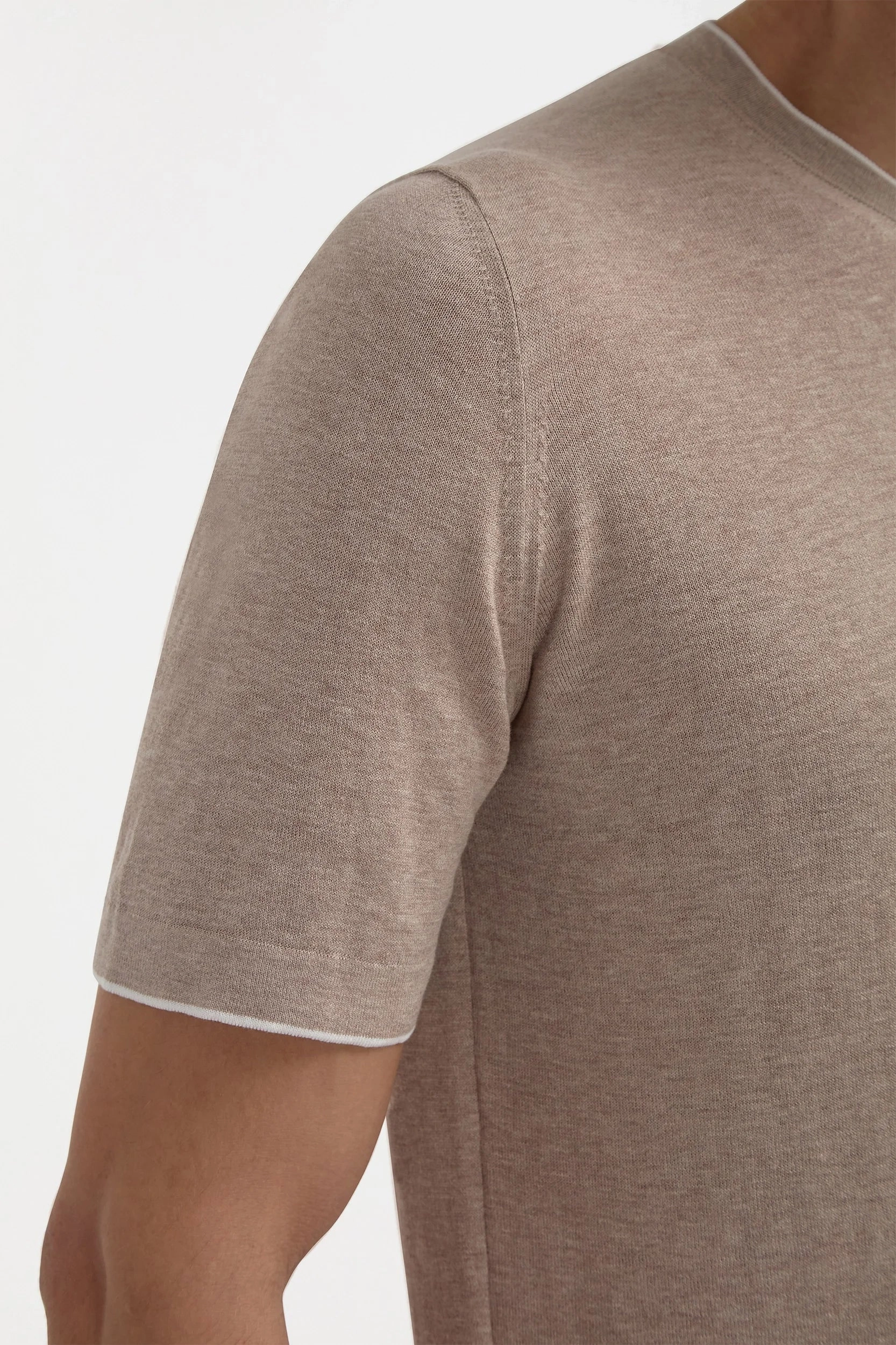 No Effort Taupe knitted t-shirt - Made in Italy