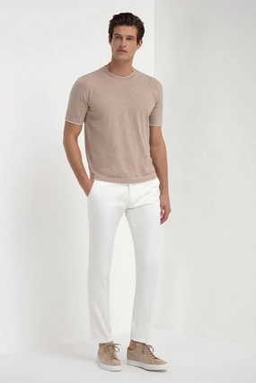 Taupe knitted t-shirt - Made in Italy Chill Wear Elegant Look