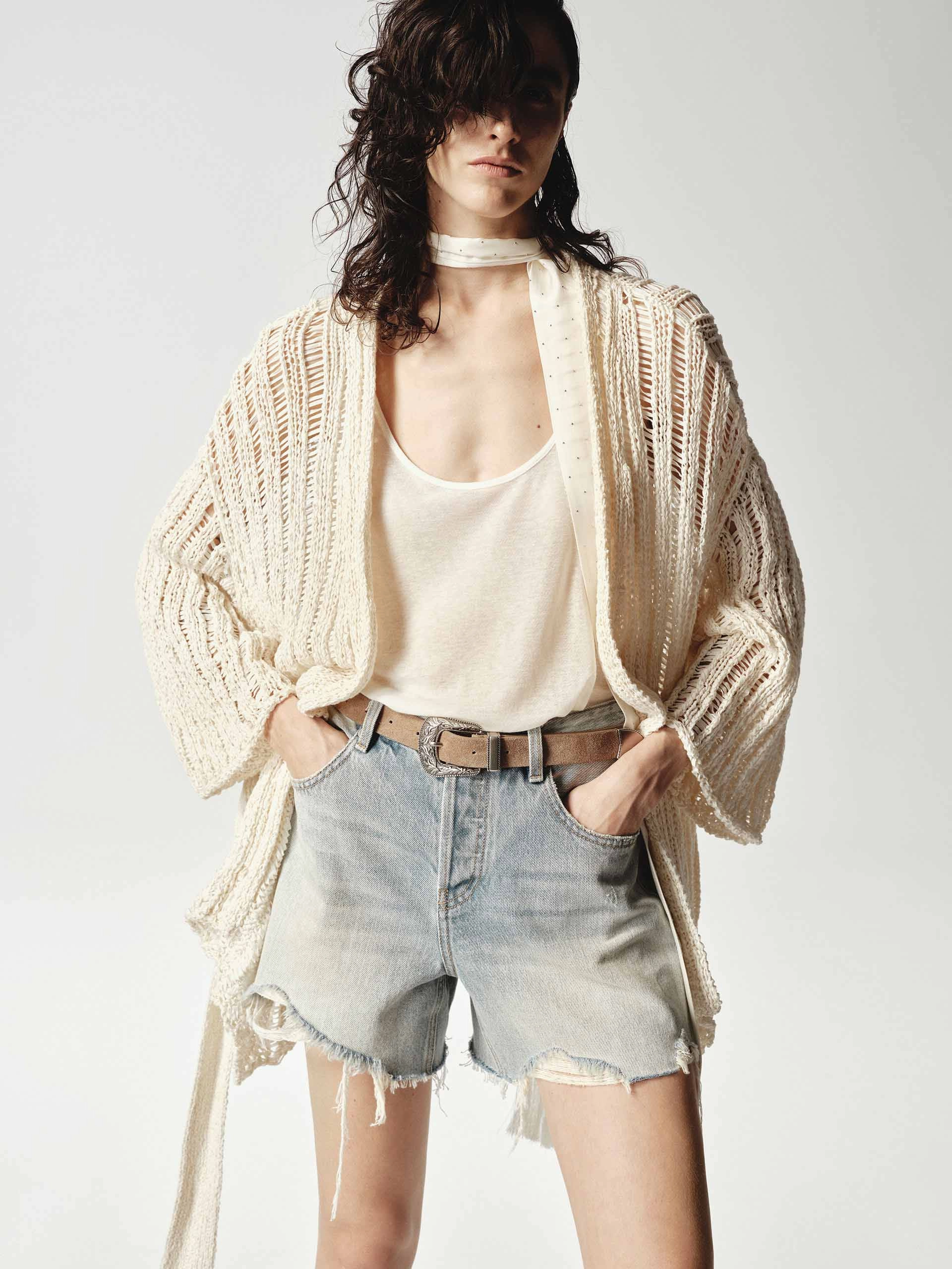 Chic Casual Outfit Relaxed Crochet Knit Cardigan