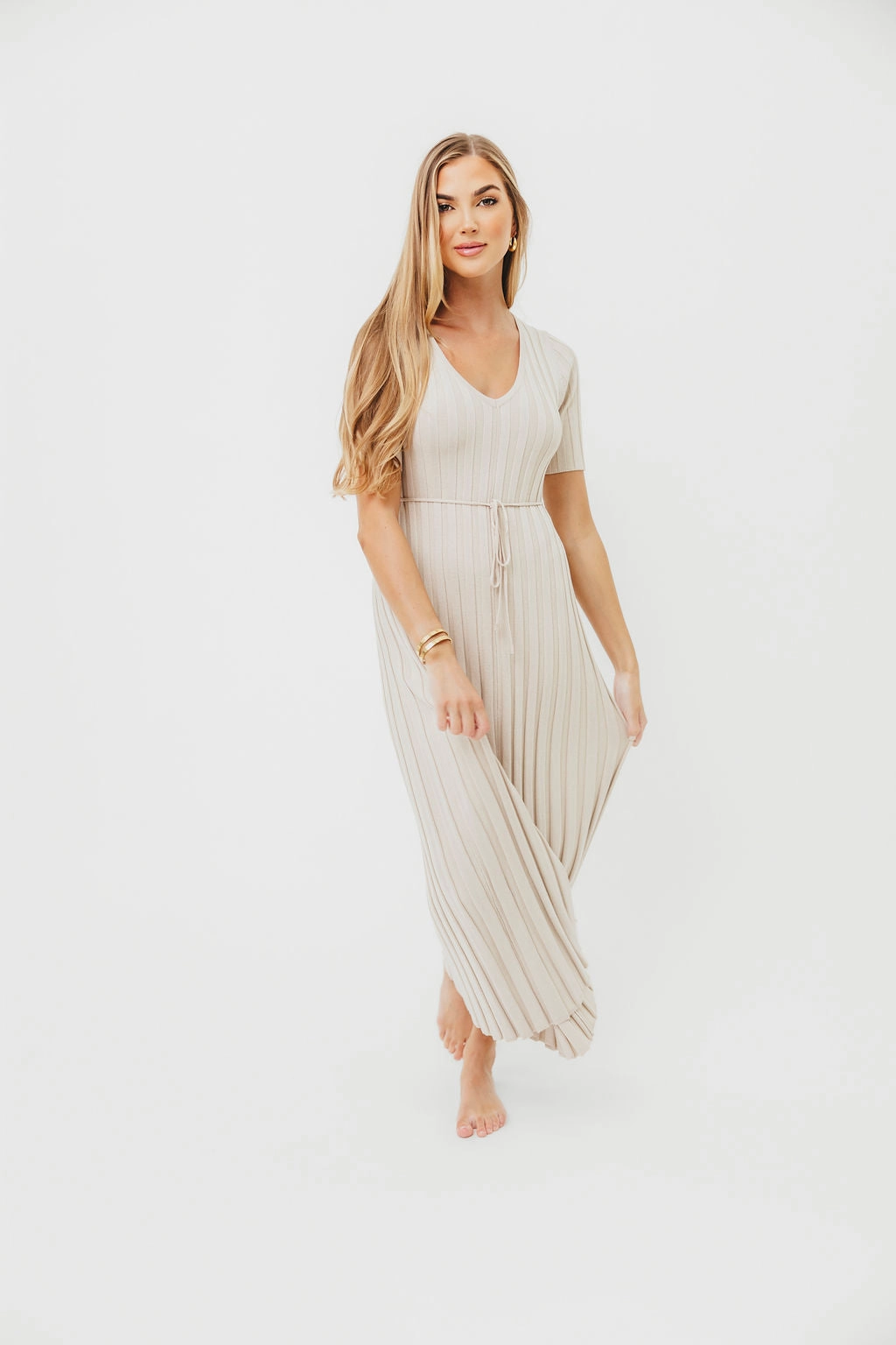 Oakley Ribbed Maxi Dress in Dusty Taupe - Bump Friendly *Final-Sale* Maximalist-Trend Social Charm