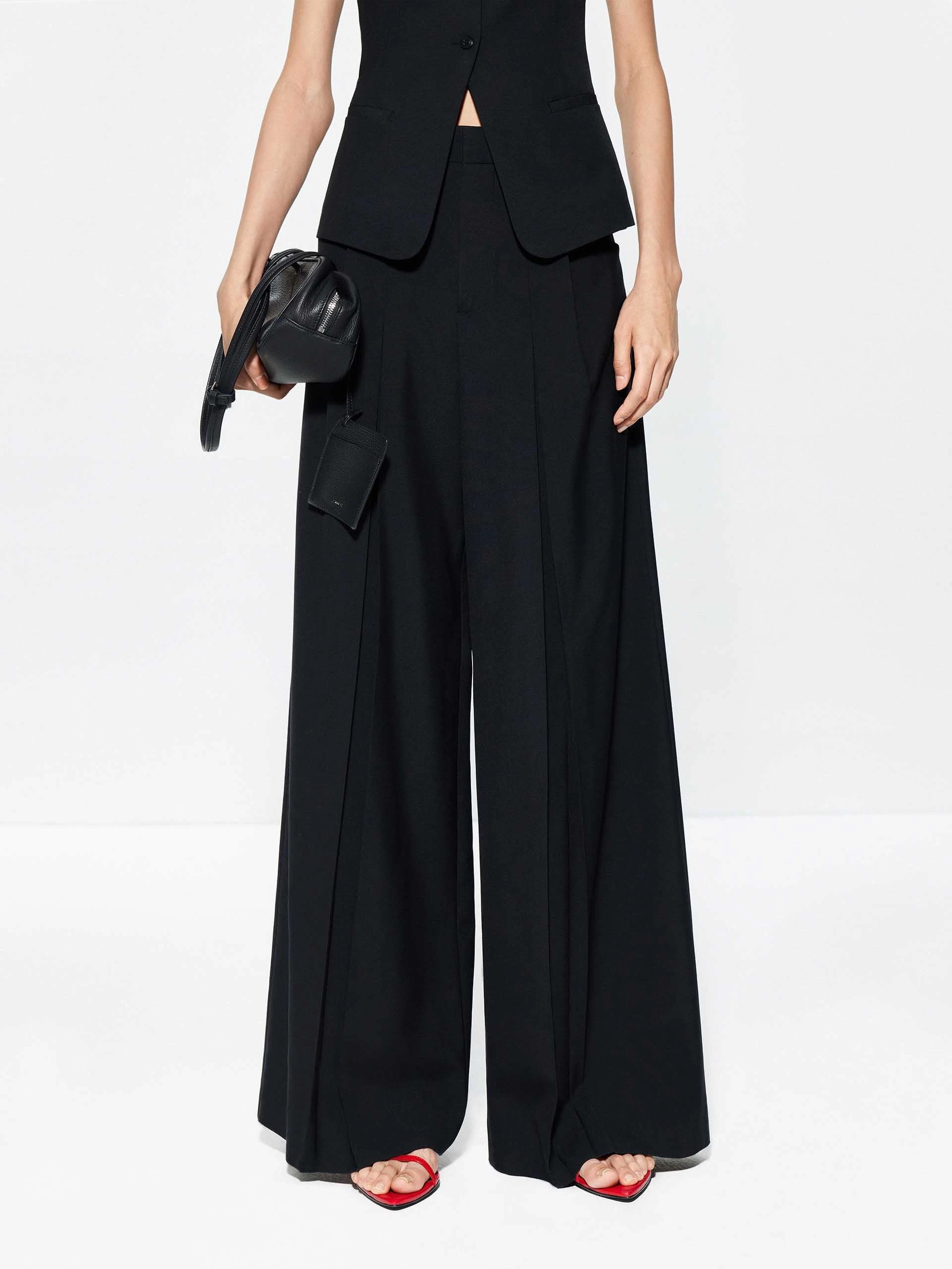 Pleated Detail Wide Leg Pants SecureClosures Flexible Layer Fit