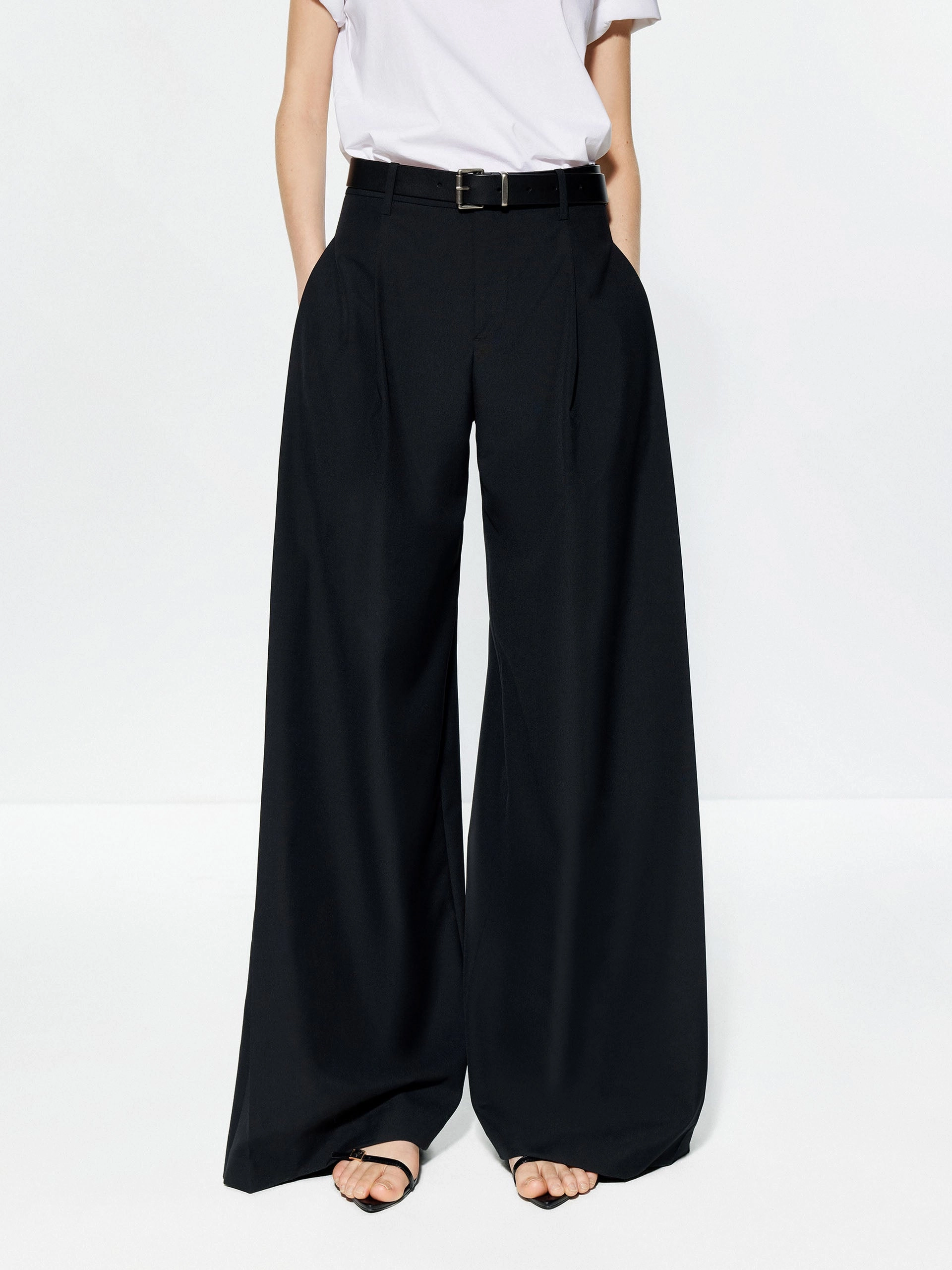 Wool Blend Wide Leg Pants NonIrritatingStitching