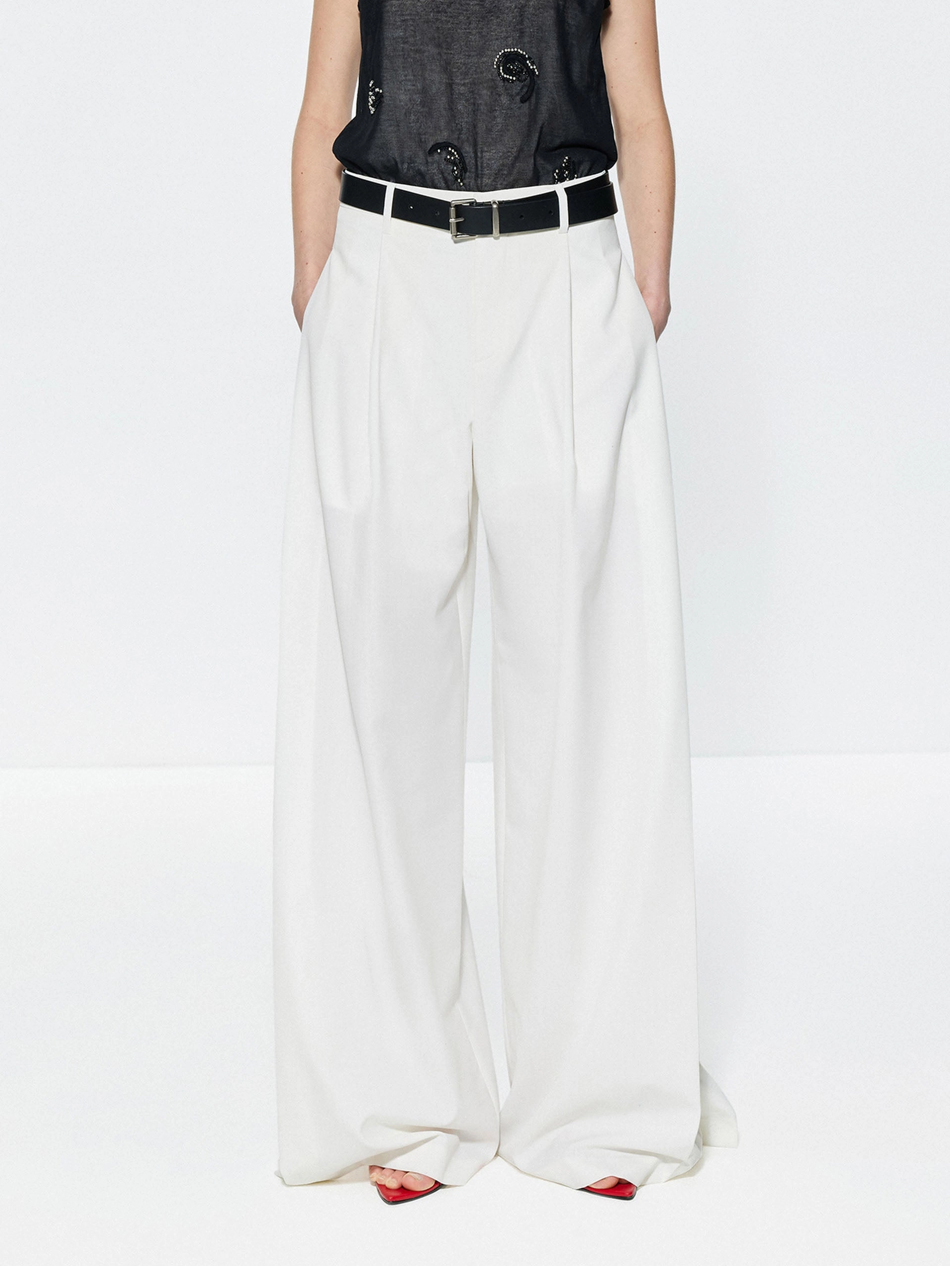 Comfortable Layering Wool Blend Wide Leg Pants