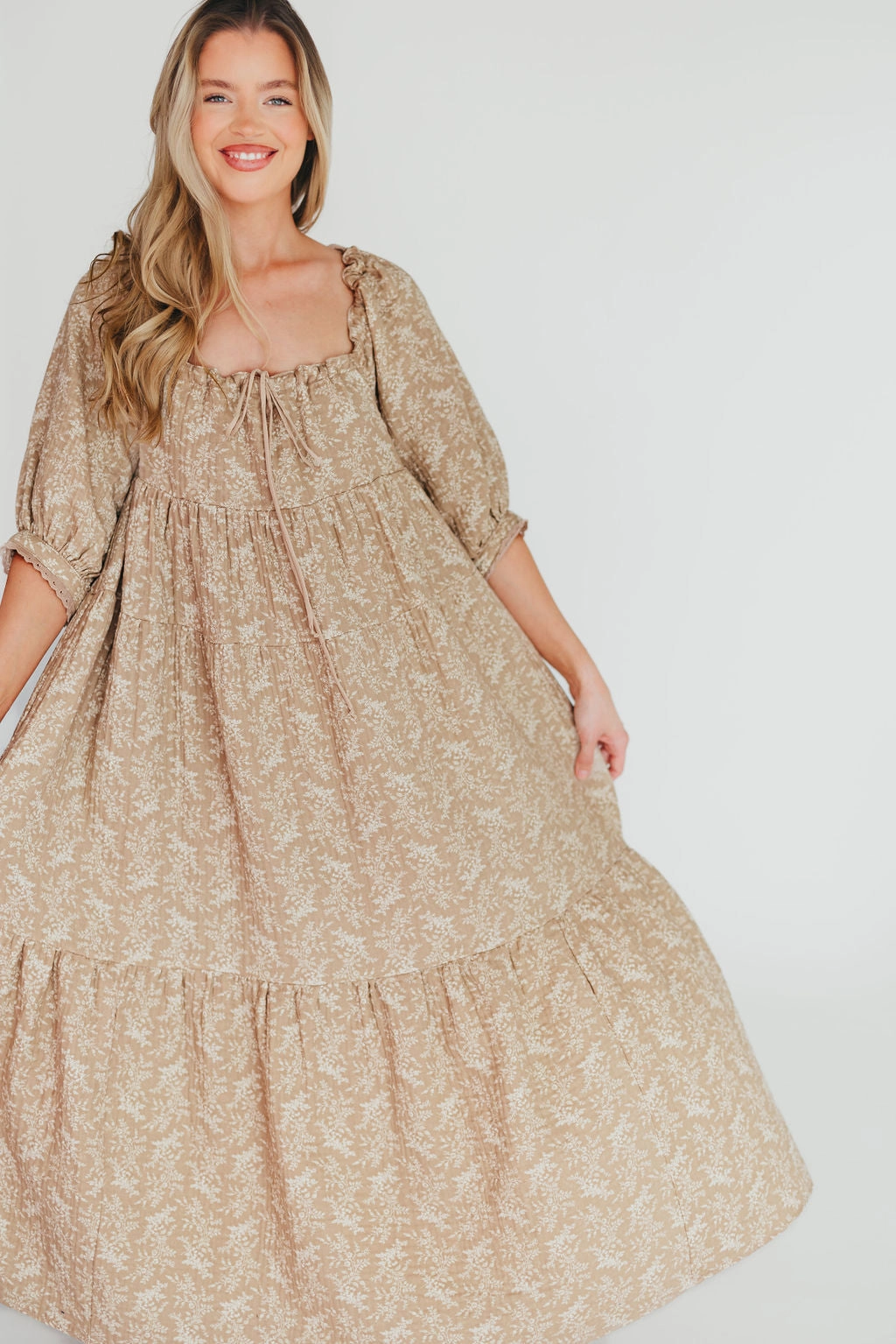 Cara 100% Cotton Maxi Dress in Mocha - Bump Friendly (XS-XL) Easy Draping Heart Glow