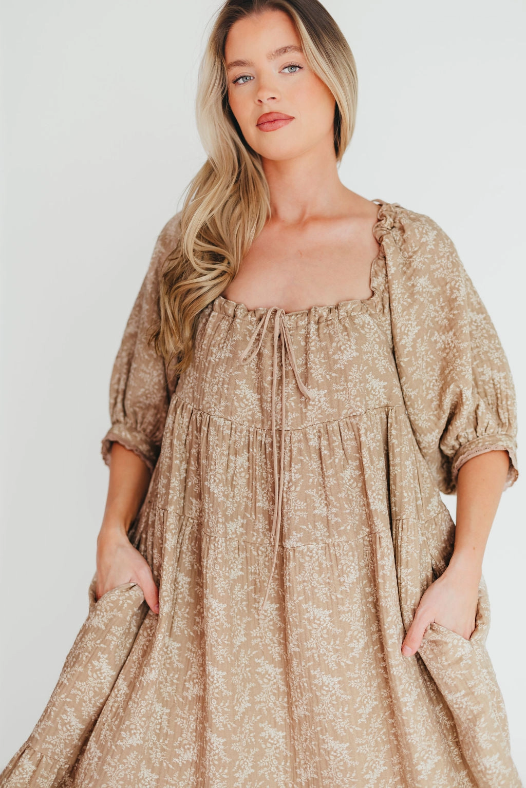 Body Harmony Elegant Charm Cara 100% Cotton Maxi Dress in Mocha - Bump Friendly (XS-XL)